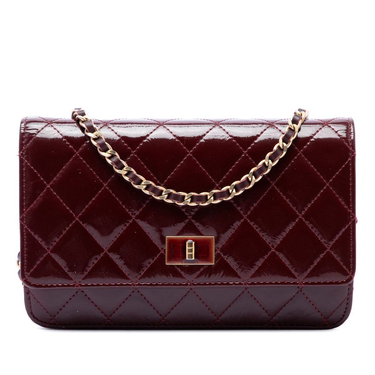 Chanel Quilted Patent Reissue 2.55 Wallet On Chain