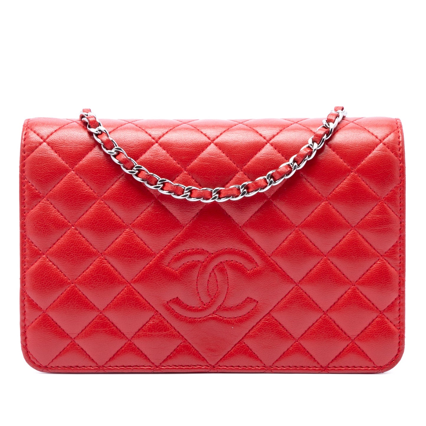 Chanel Stitched CC Quilted Lambskin Wallet on Chain