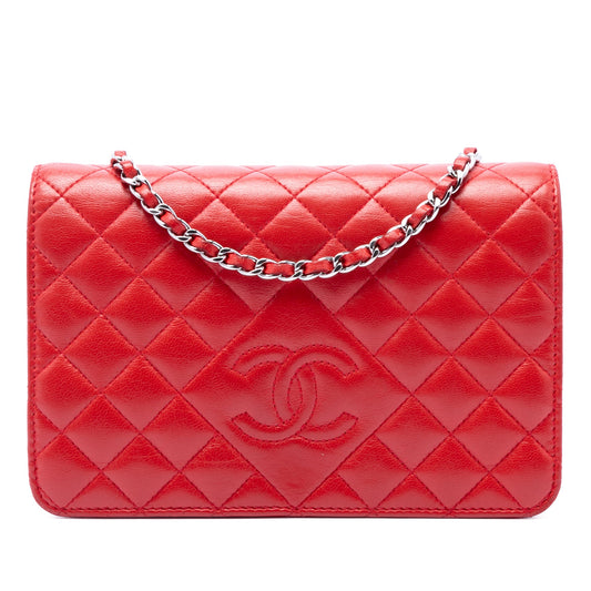 Chanel Stitched CC Quilted Lambskin Wallet on Chain