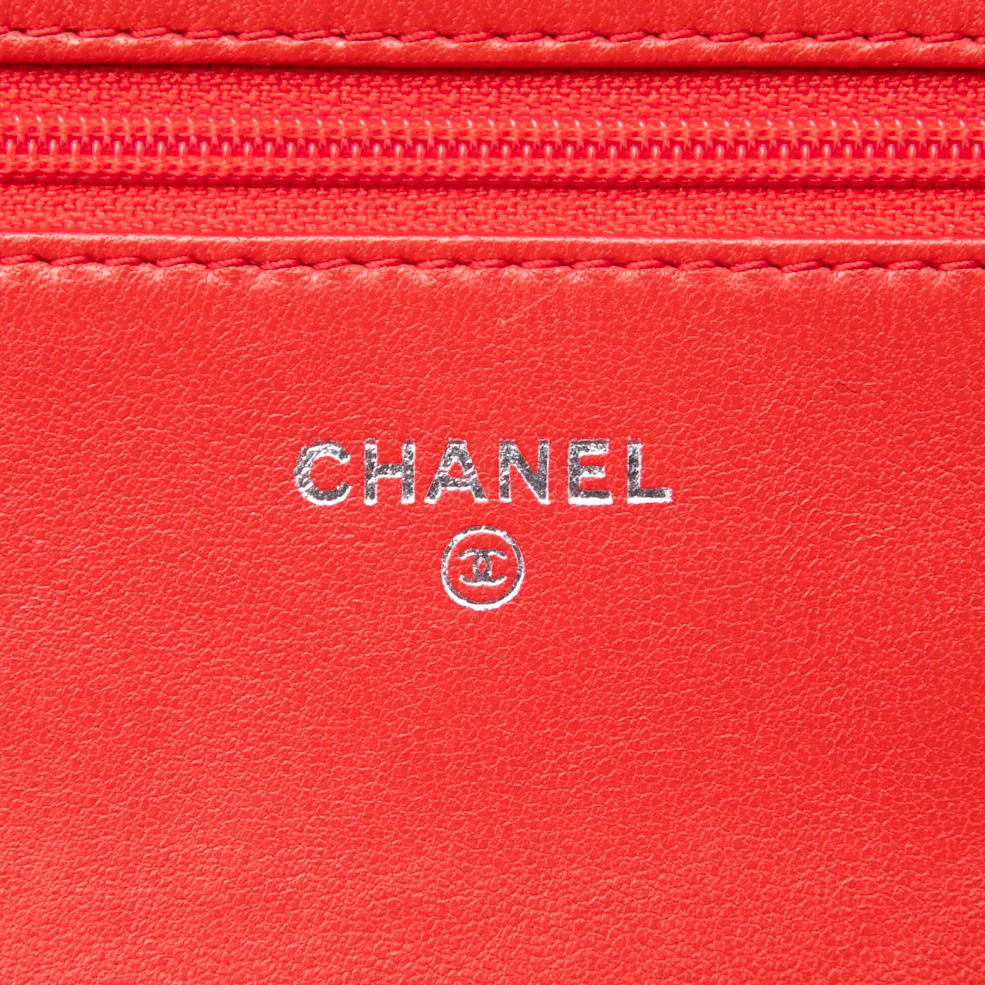 Chanel Stitched CC Quilted Lambskin Wallet on Chain