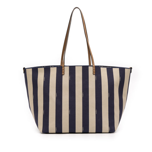 Large Zucca Canvas Pequin Striped Reversible Roll Tote
