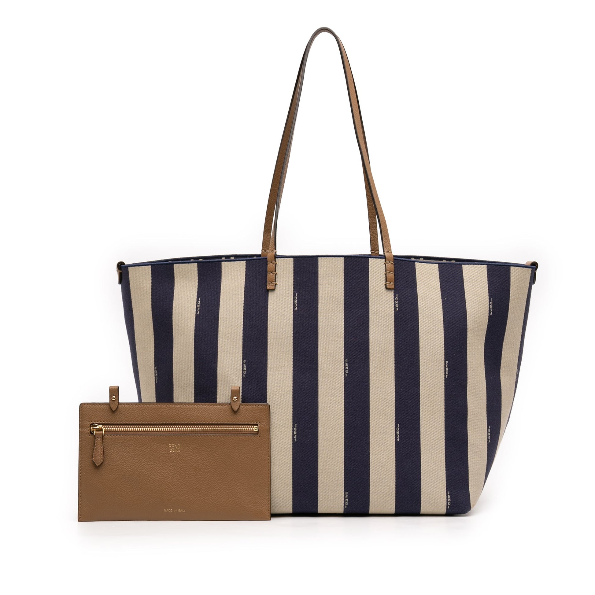 Large Zucca Canvas Pequin Striped Reversible Roll Tote