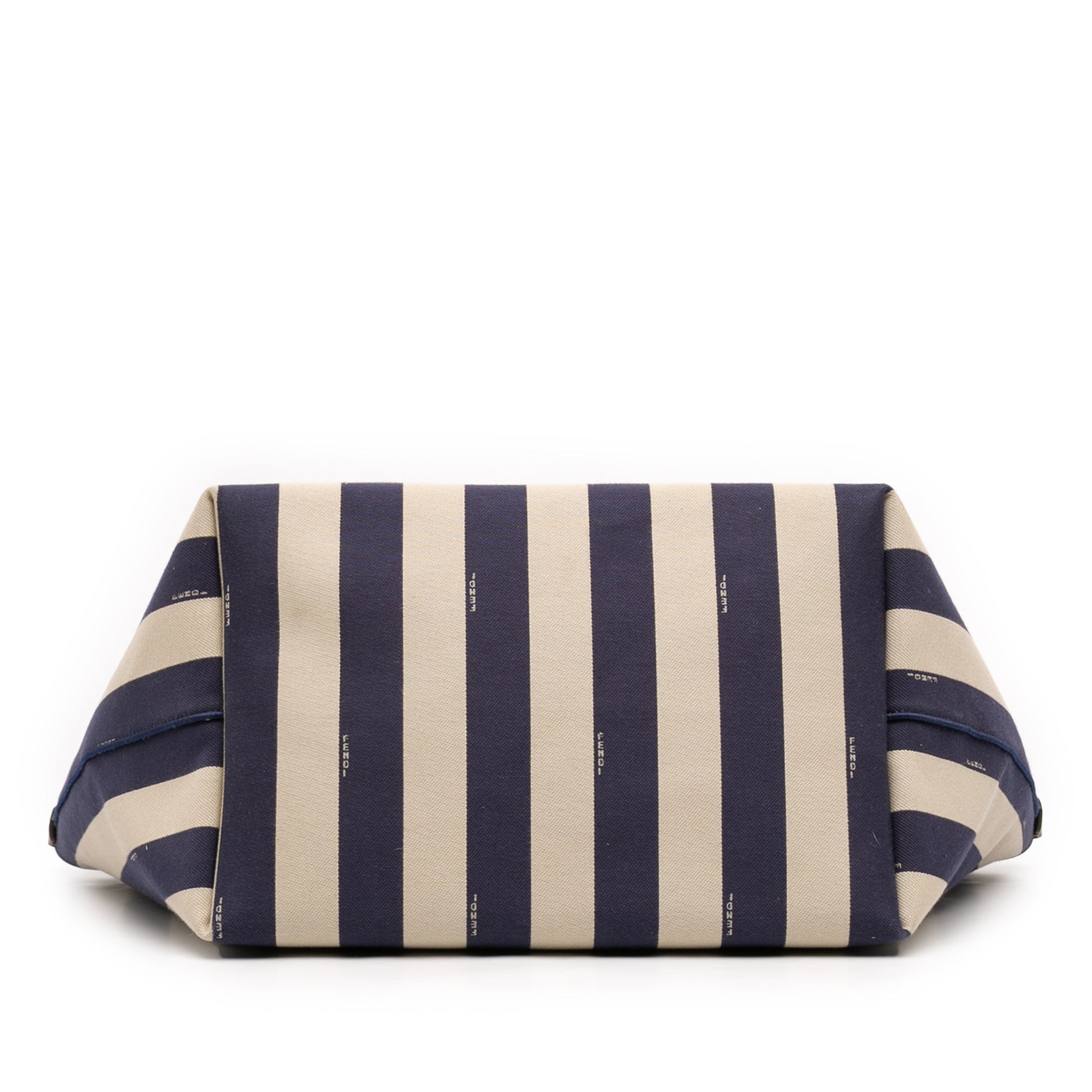 Fendi Large Zucca Canvas Pequin Striped Reversible Roll Tote