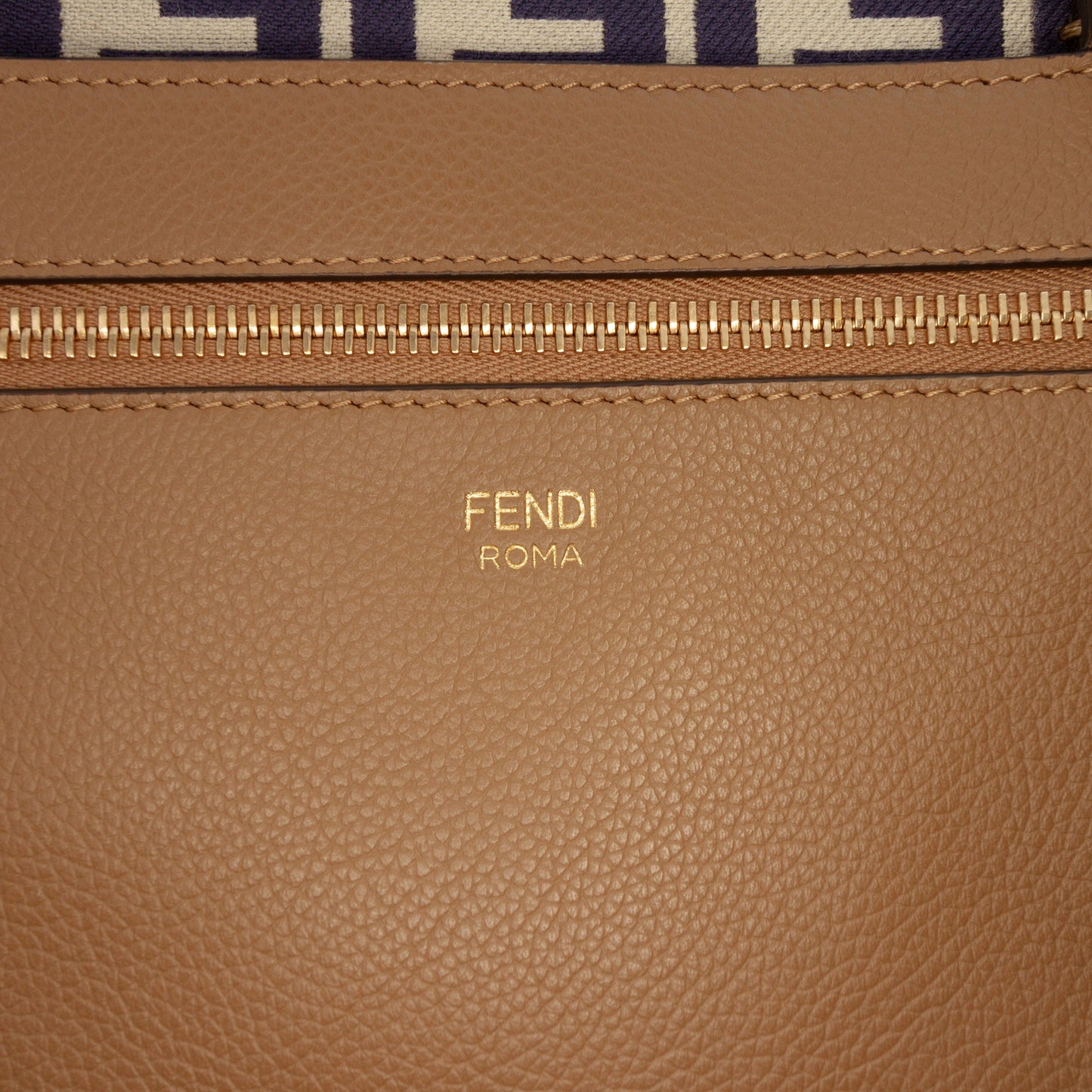 Fendi Large Zucca Canvas Pequin Striped Reversible Roll Tote