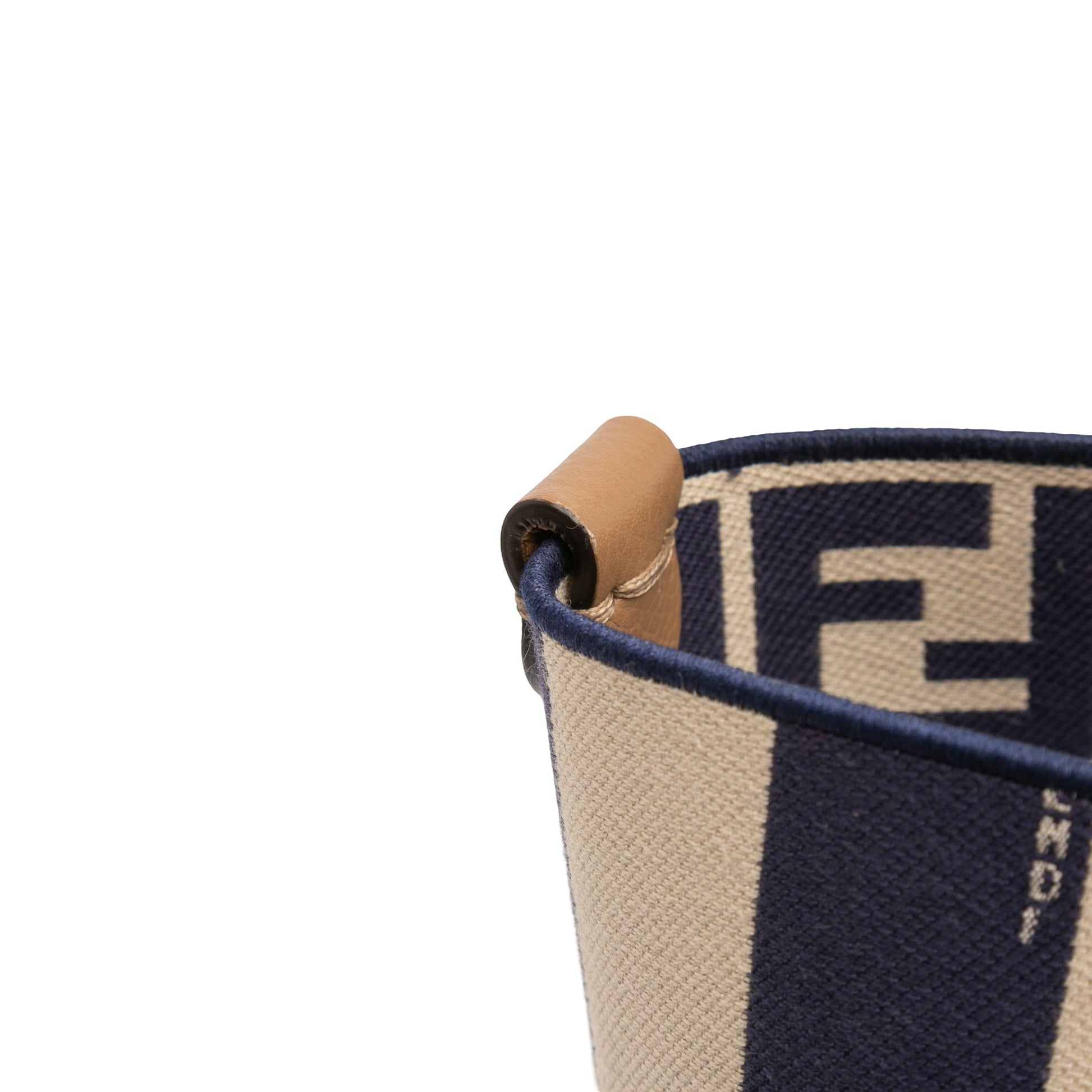 Fendi Large Zucca Canvas Pequin Striped Reversible Roll Tote