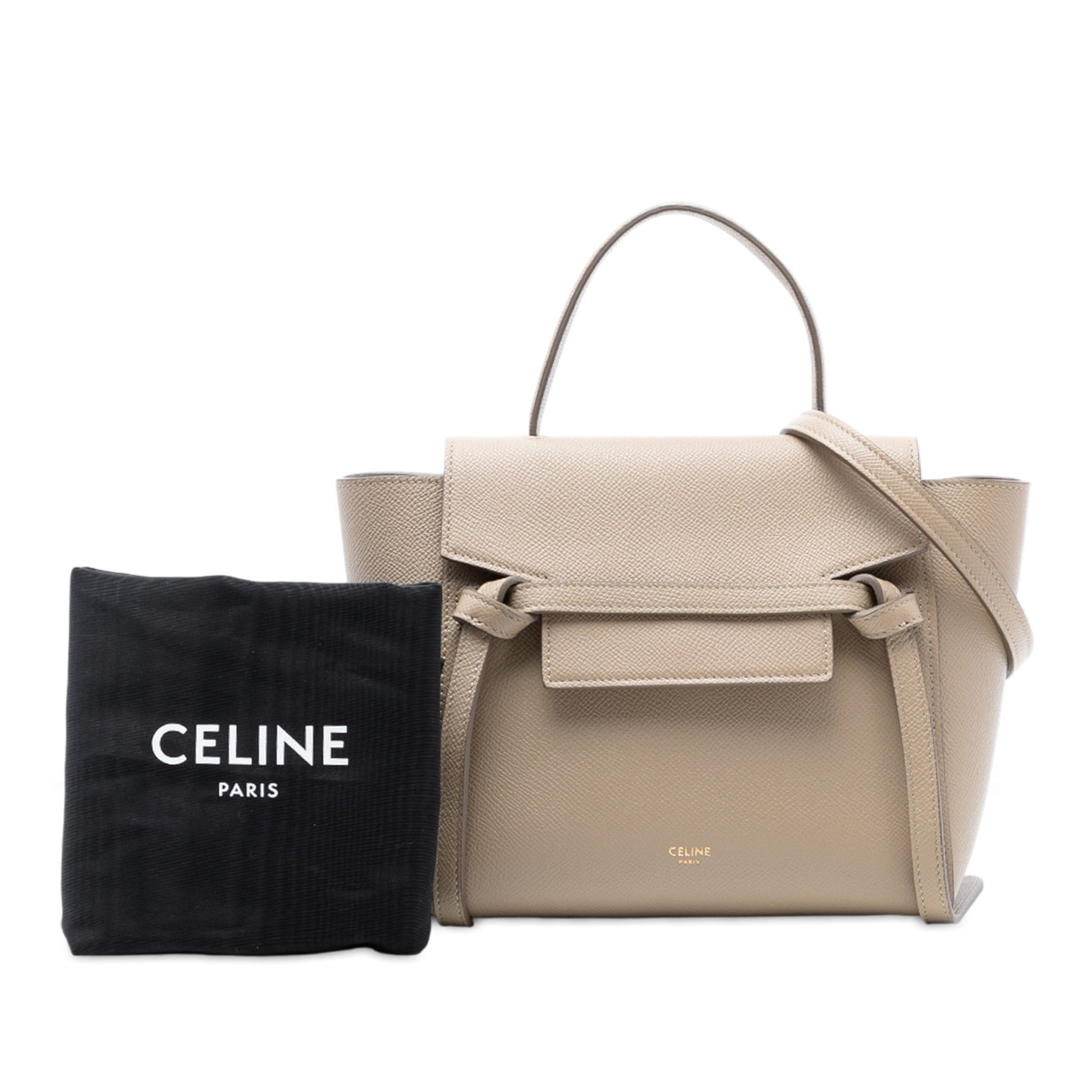 Celine Micro Grained Calfskin Belt Satchel