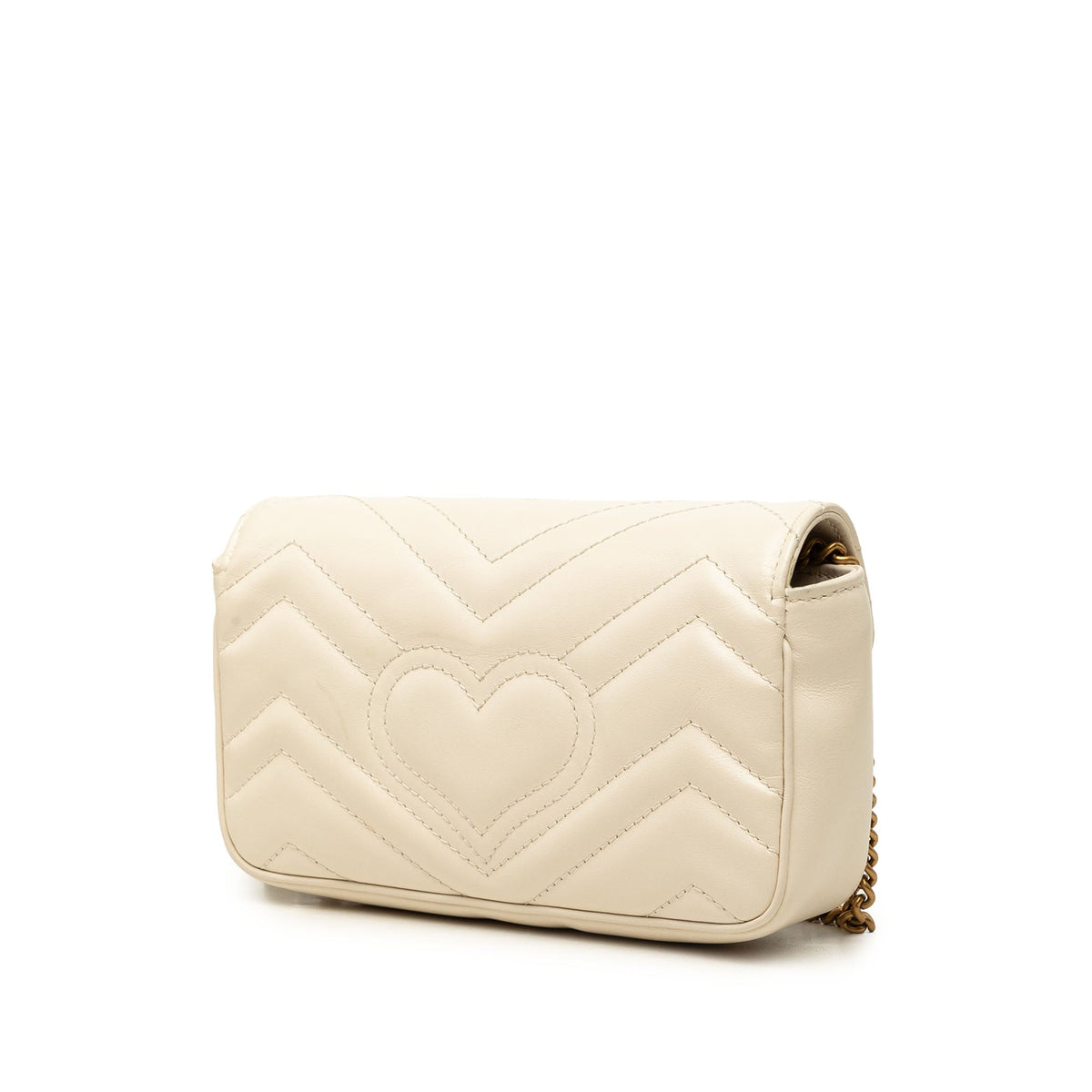 Gucci Mini GG Marmont Matelasse Calfskin Flap Crossbody — White