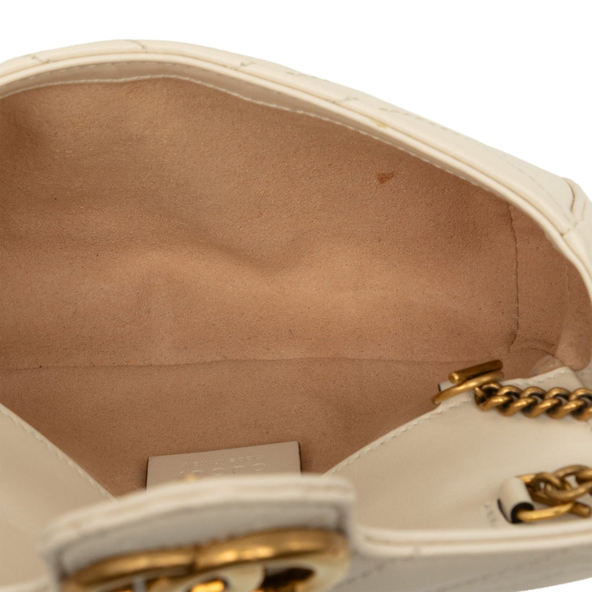 Gucci Mini GG Marmont Matelasse Calfskin Flap Crossbody — White