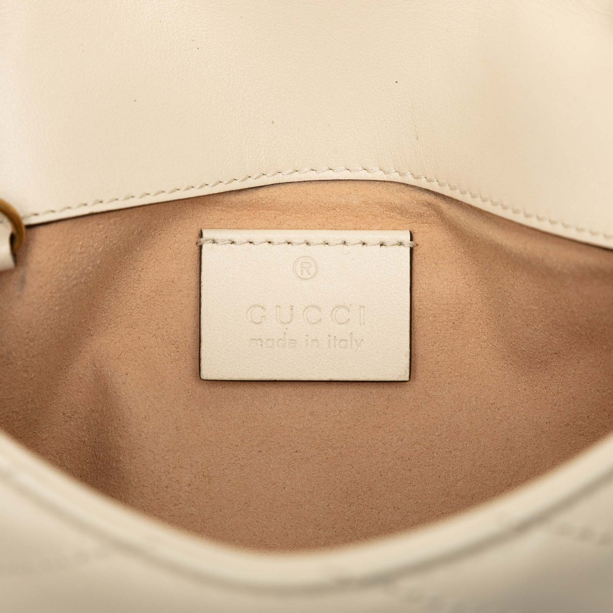 Gucci Mini GG Marmont Matelasse Calfskin Flap Crossbody — White