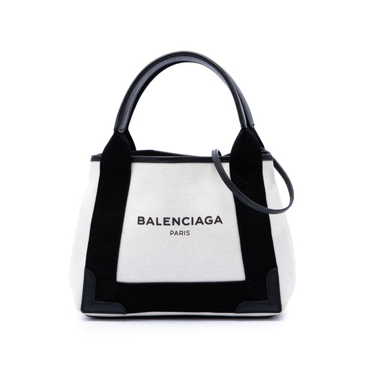 Balenciaga Canvas Navy Cabas XS