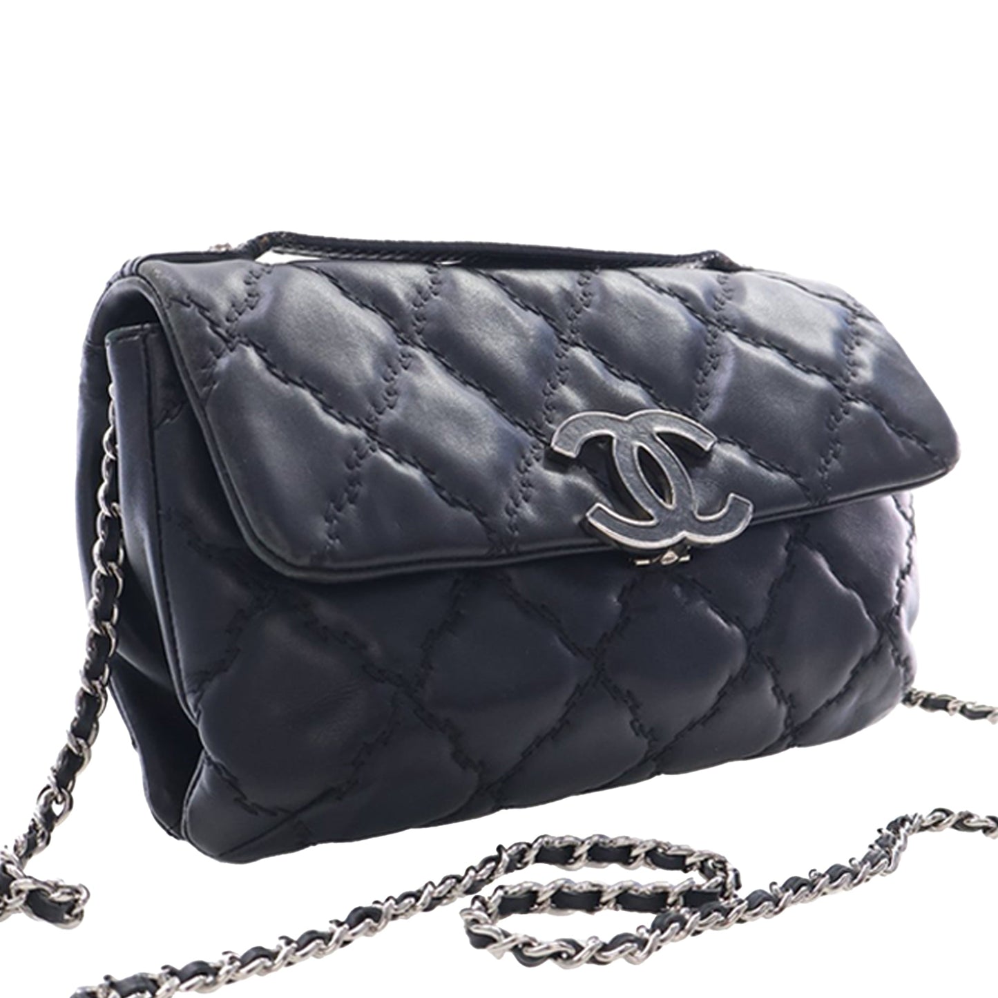 Chanel Mini Lambskin Double Stitch Hamptons Flap