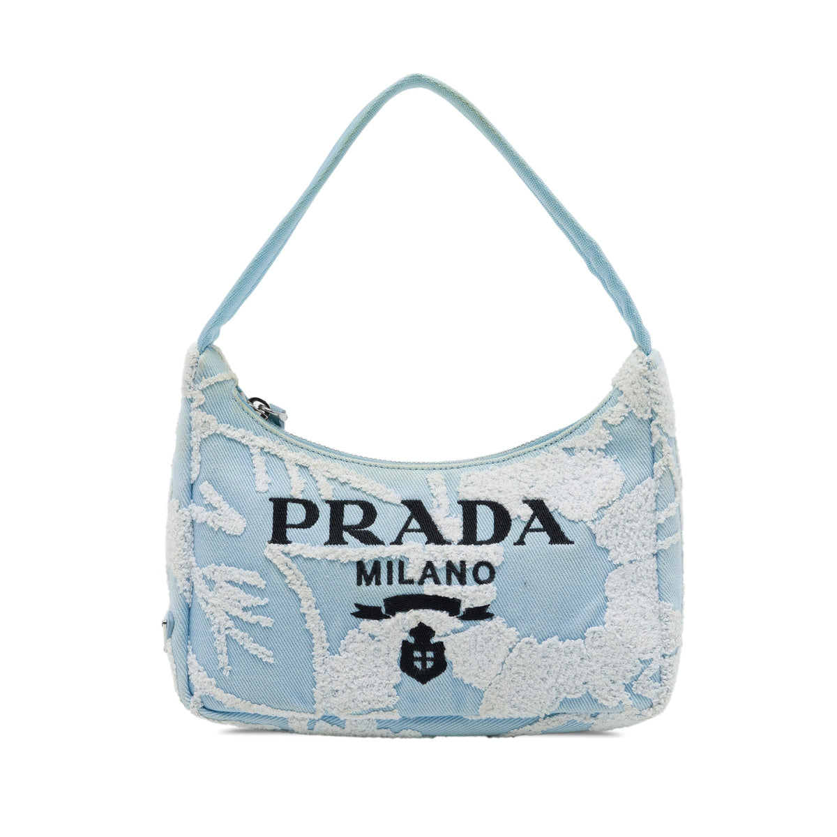 Prada Mini Embroidered Drill Re Edition 2000 Shoulder Bag — Blue
