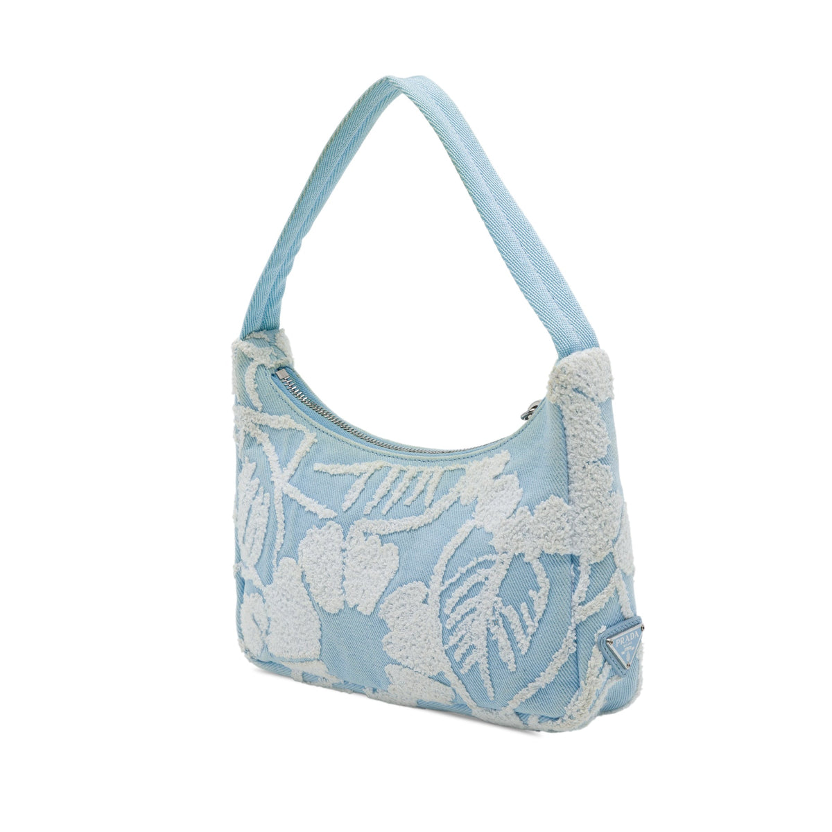 Prada Mini Embroidered Drill Re Edition 2000 Shoulder Bag — Blue