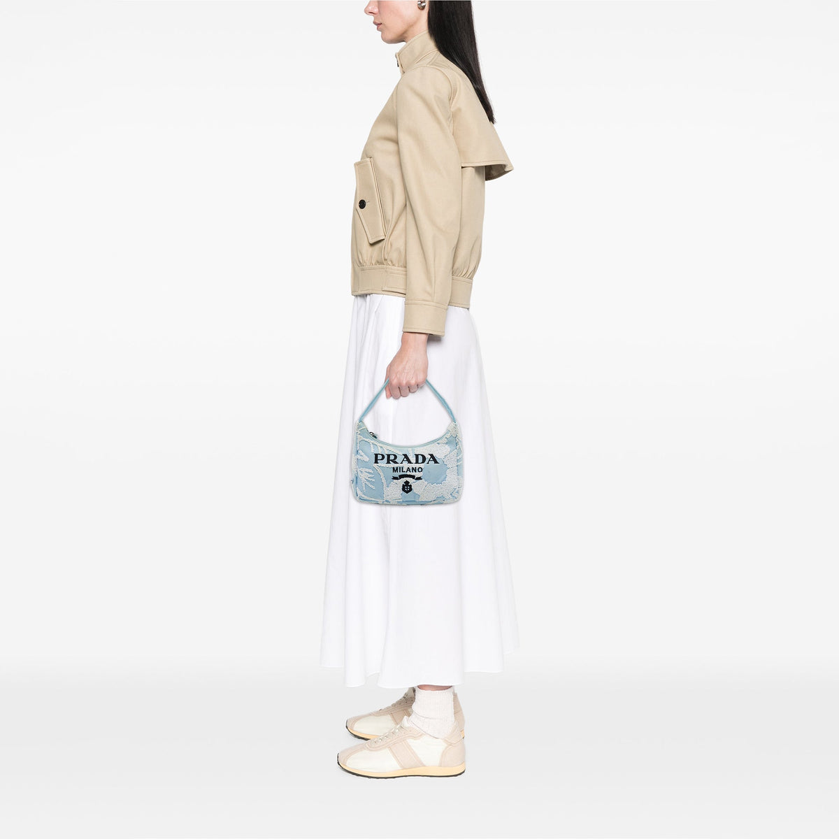 Prada Mini Embroidered Drill Re Edition 2000 Shoulder Bag — Blue