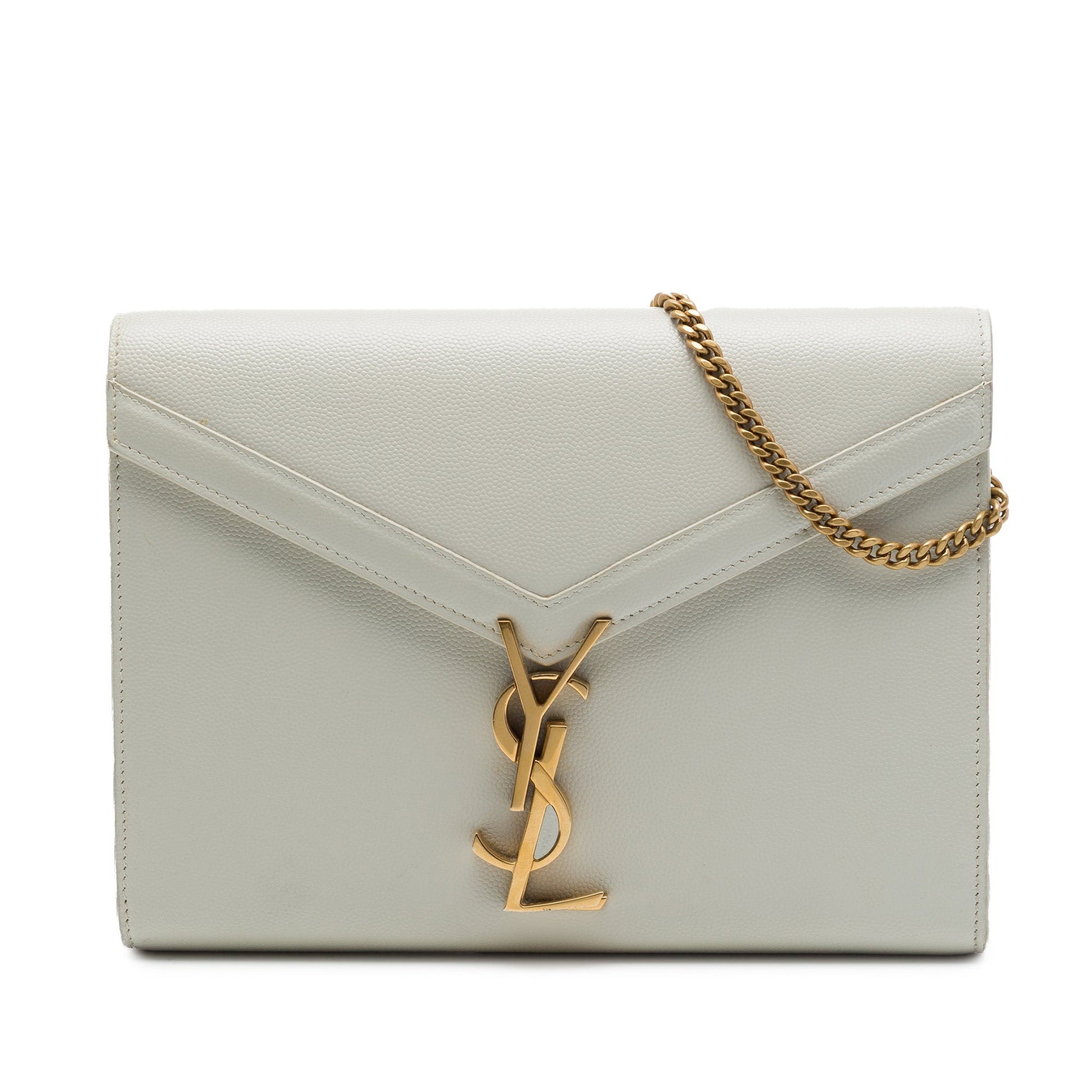 Saint Laurent Grain De Poudre Monogram Cassandra Chain Wallet