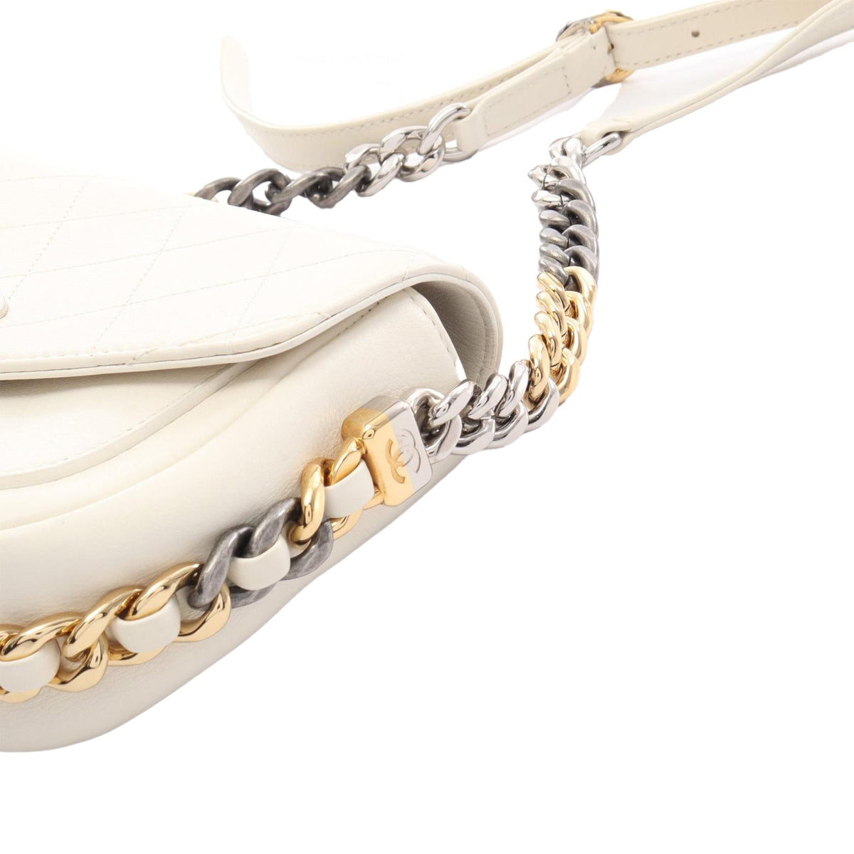 Chanel Small Quilted Calfskin Precious Union Flap — White