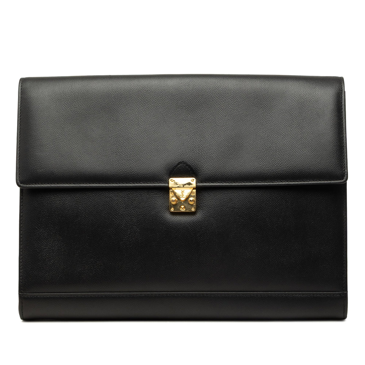 Saint Laurent Leather Dunhill Oxford Lock Clutch — Black