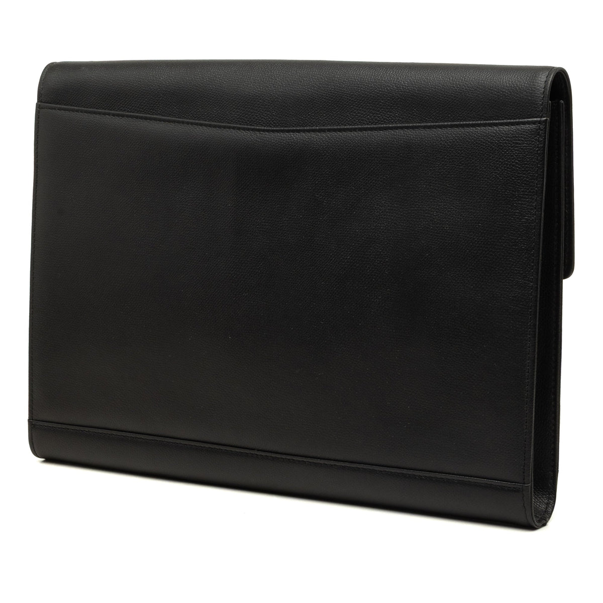 Saint Laurent Leather Dunhill Oxford Lock Clutch — Black