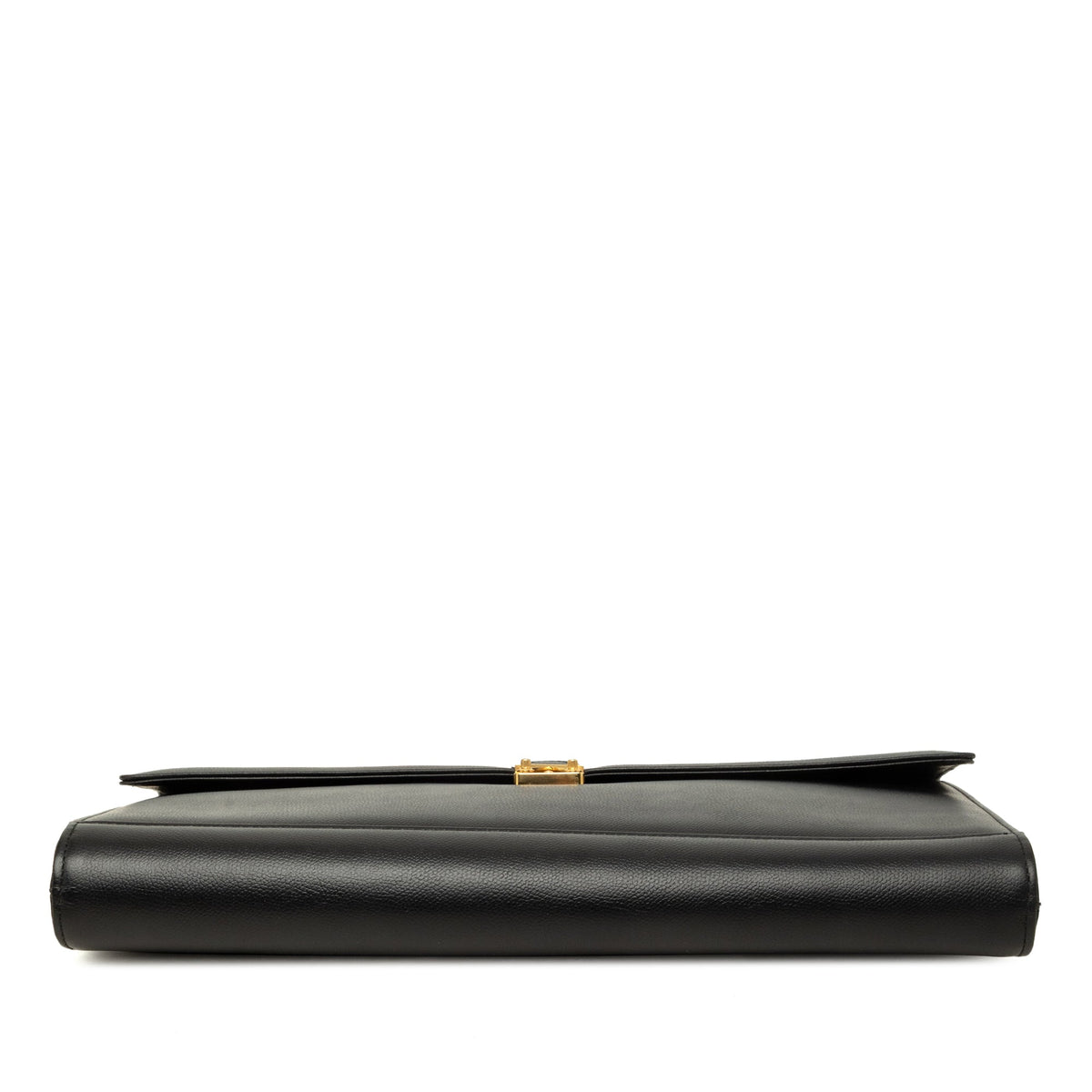 Saint Laurent Leather Dunhill Oxford Lock Clutch — Black