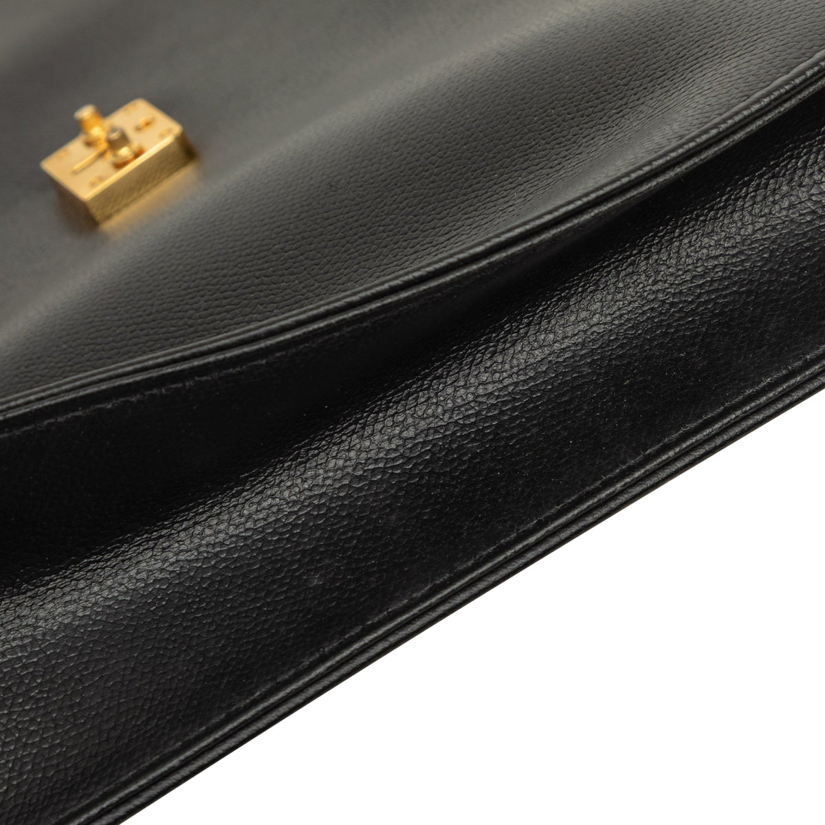 Saint Laurent Leather Dunhill Oxford Lock Clutch — Black