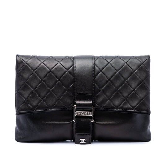 Chanel Quilted Lambskin Grip Clutch