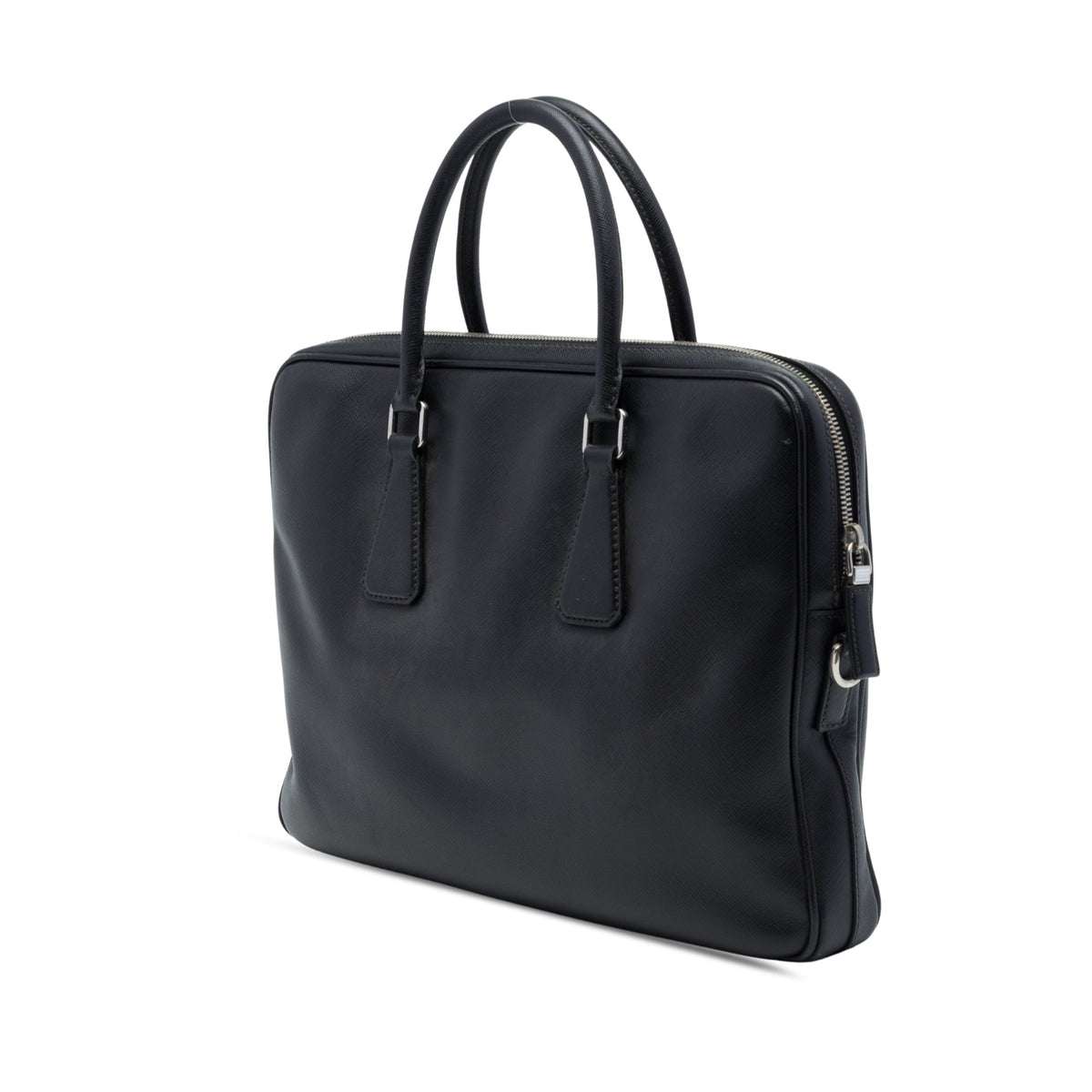 Prada Saffiano Striped Business Bag — Black