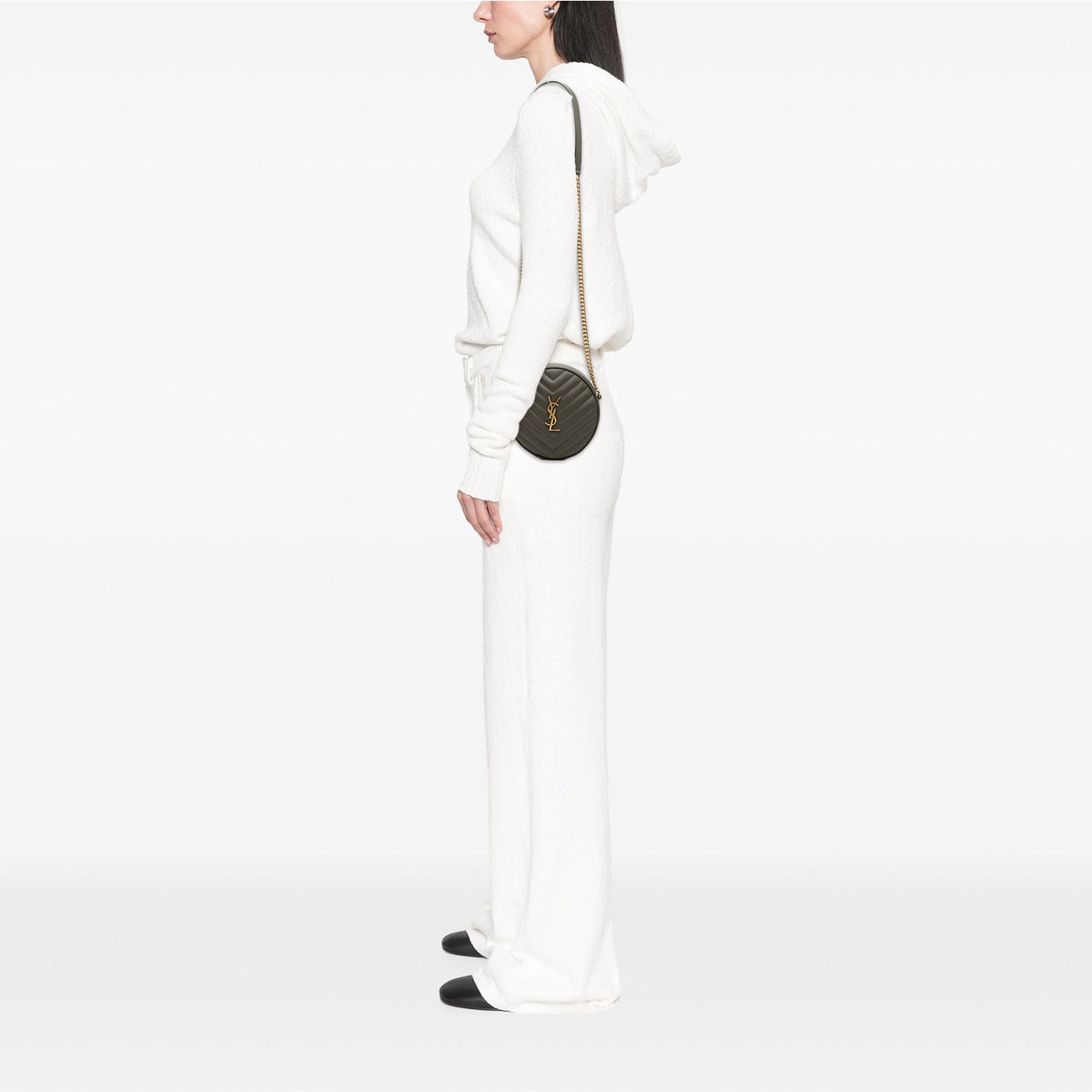 Saint Laurent Chevron Grain De Poudre Round Vinyle Camera Bag