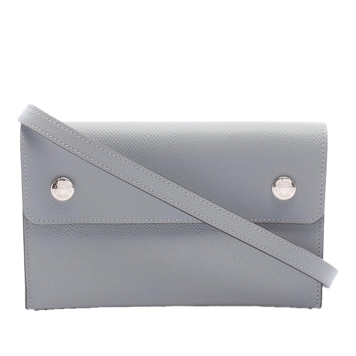 Hermès Epsom Hermesnap Wallet On Strap — Gray