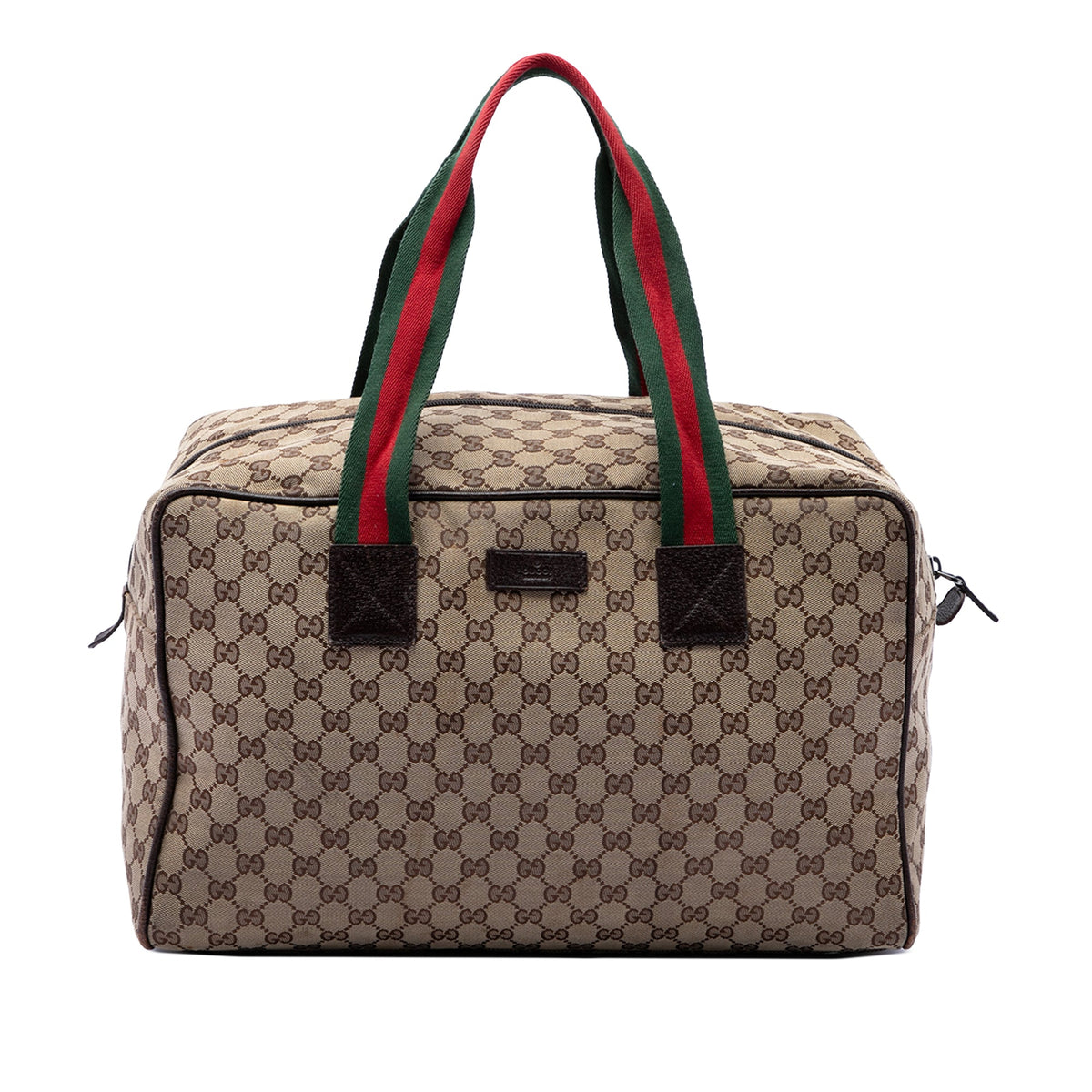 Gucci GG Canvas Web Duffle Bag — Beige