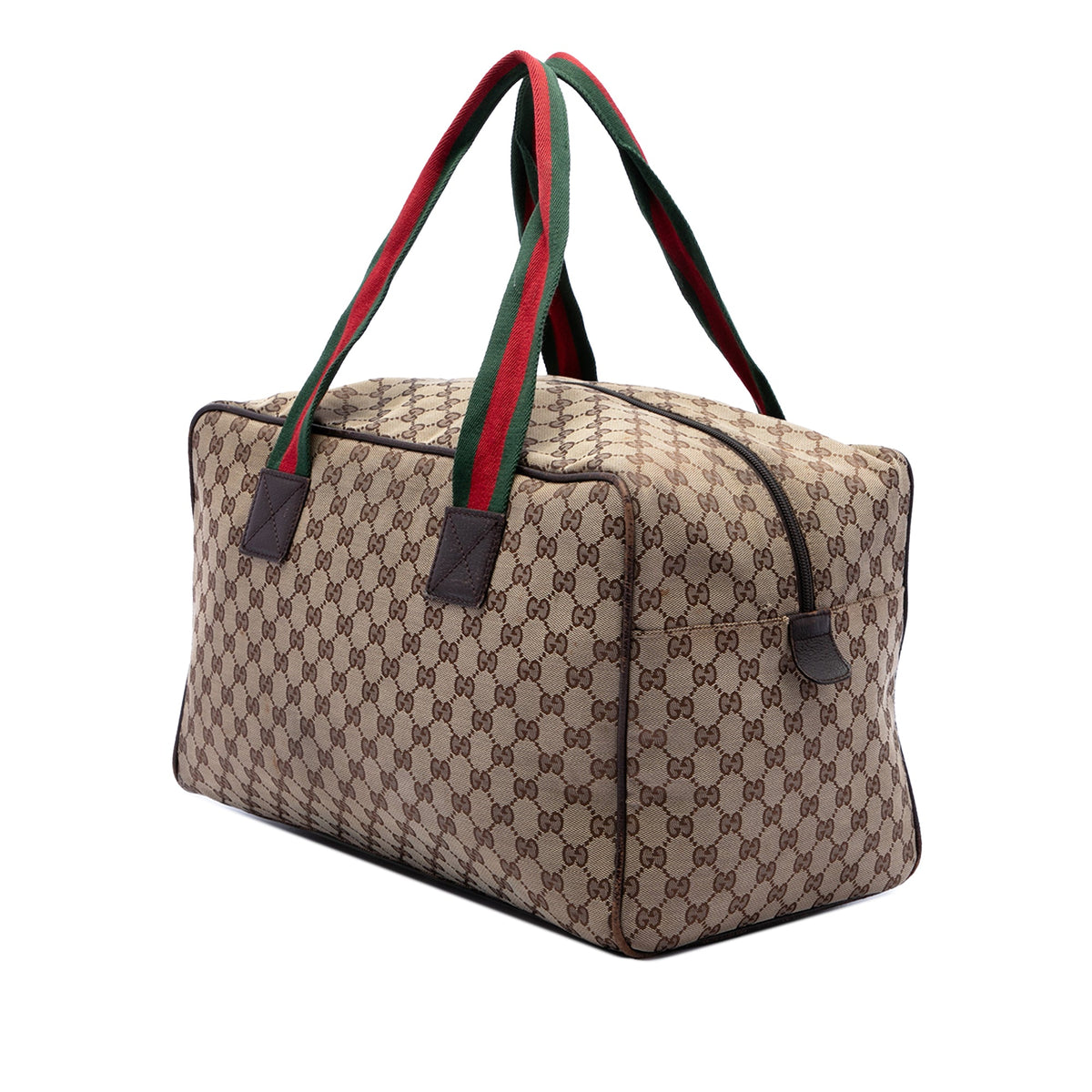 Gucci GG Canvas Web Duffle Bag — Beige