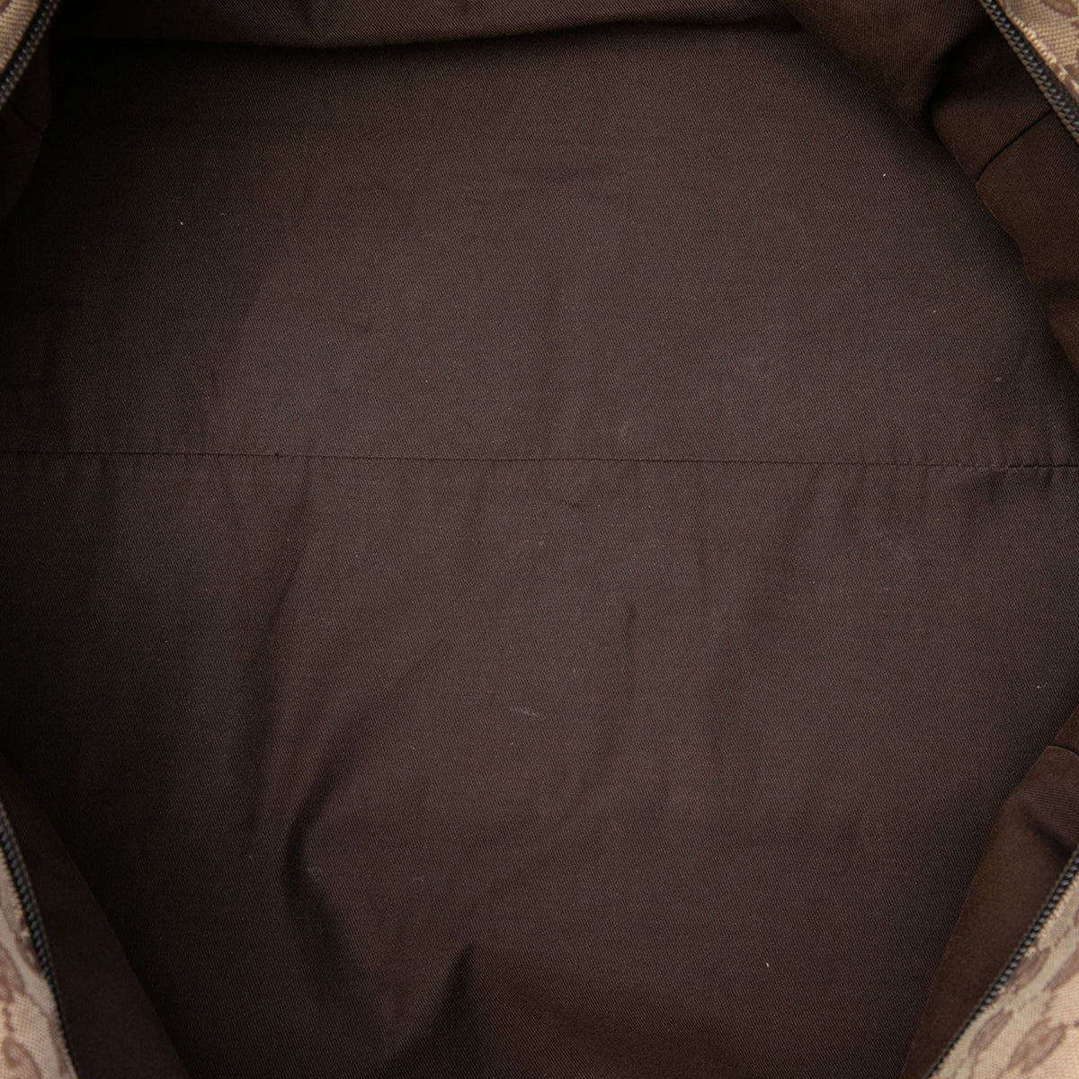 Gucci GG Canvas Web Duffle Bag — Beige