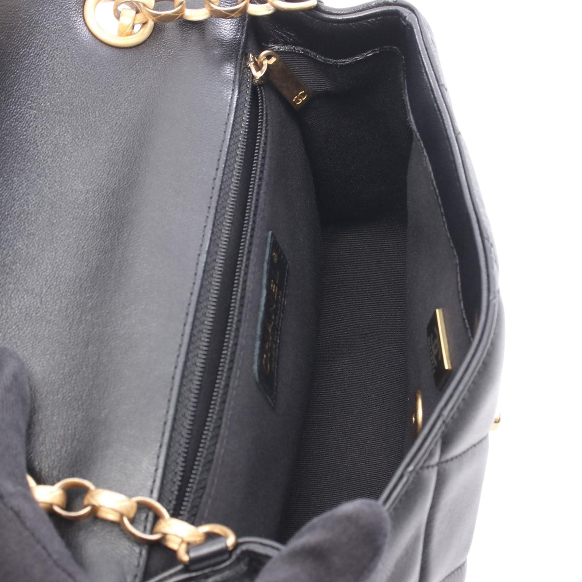 Chanel Mini Square Quilted Lambskin Bijoux Logo Chain Flap — Black