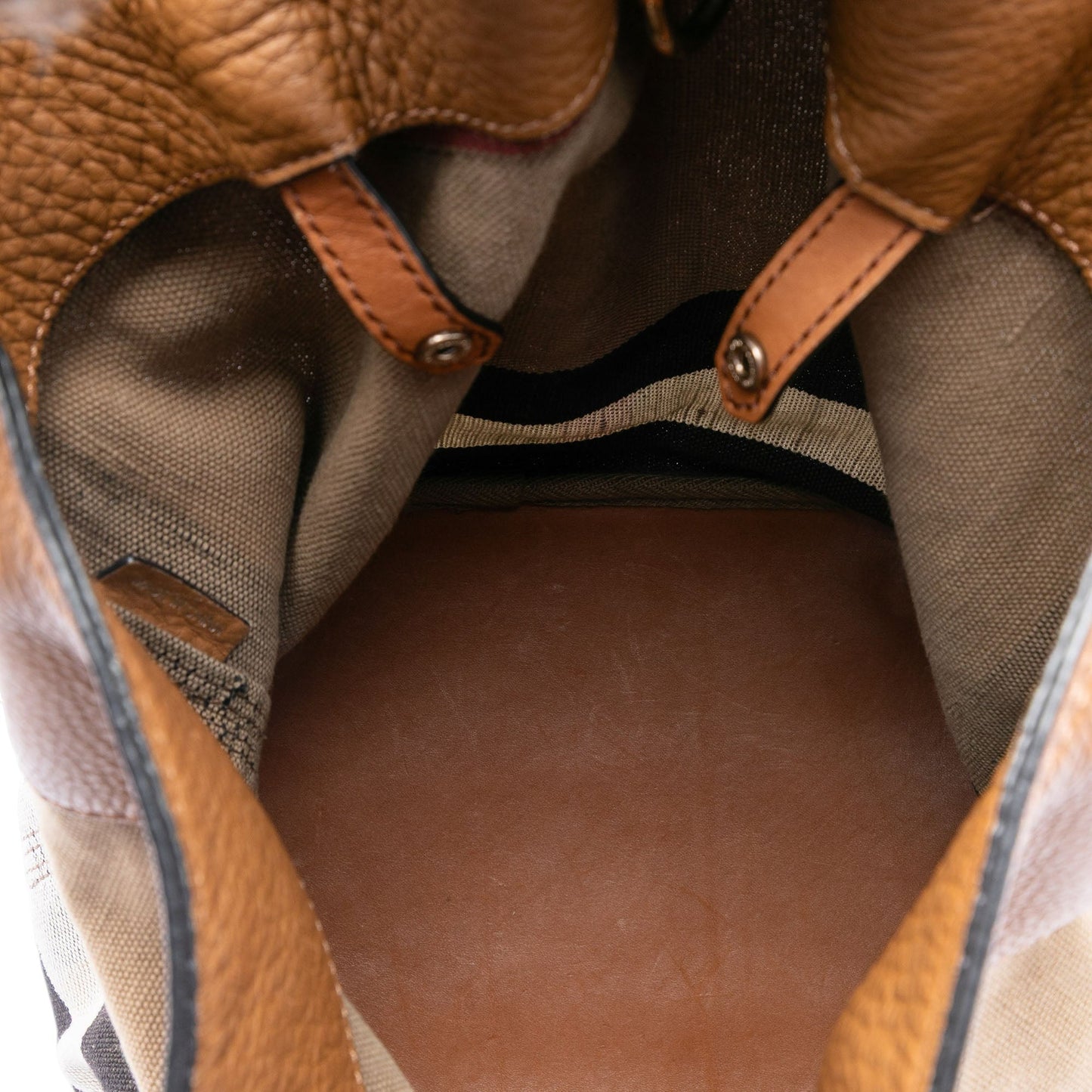 Medium Mega Check Canvas and Grained Calfskin Ashby Tassel Bucket Bag
