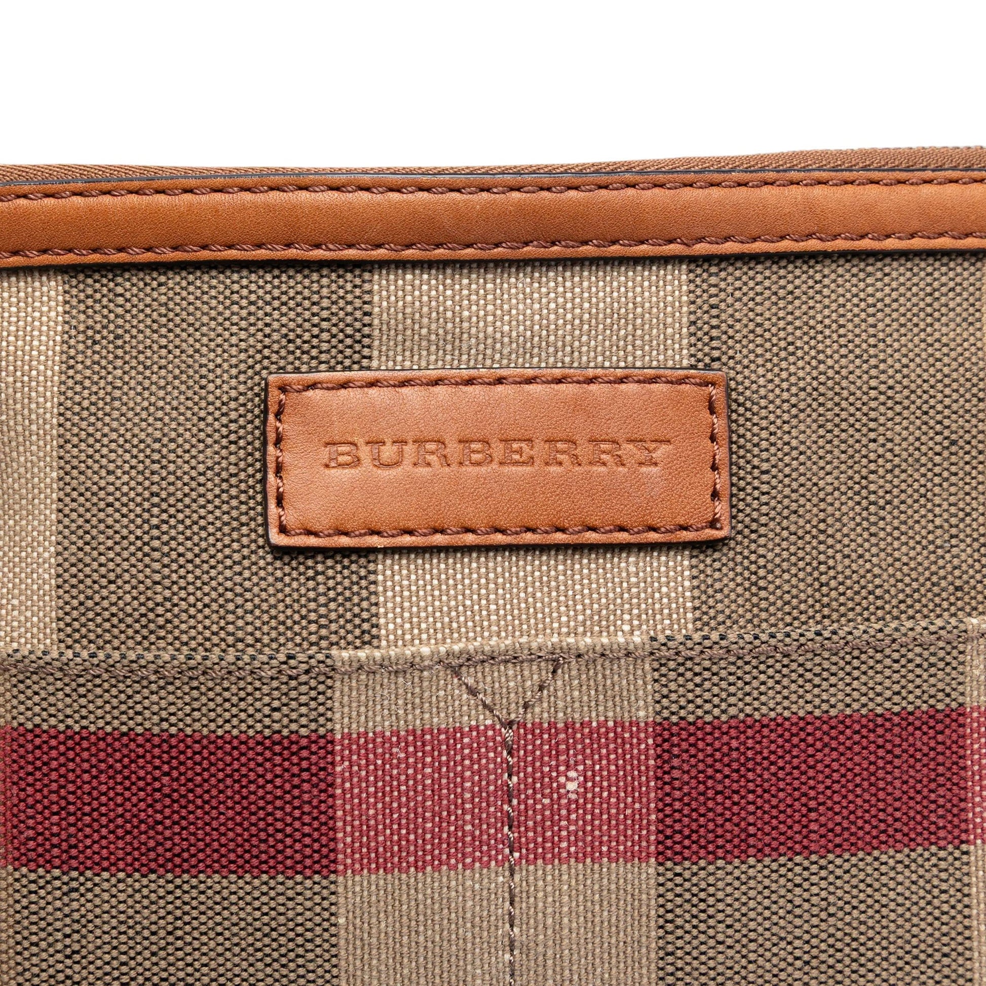 Medium Mega Check Canvas and Grained Calfskin Ashby Tassel Bucket Bag