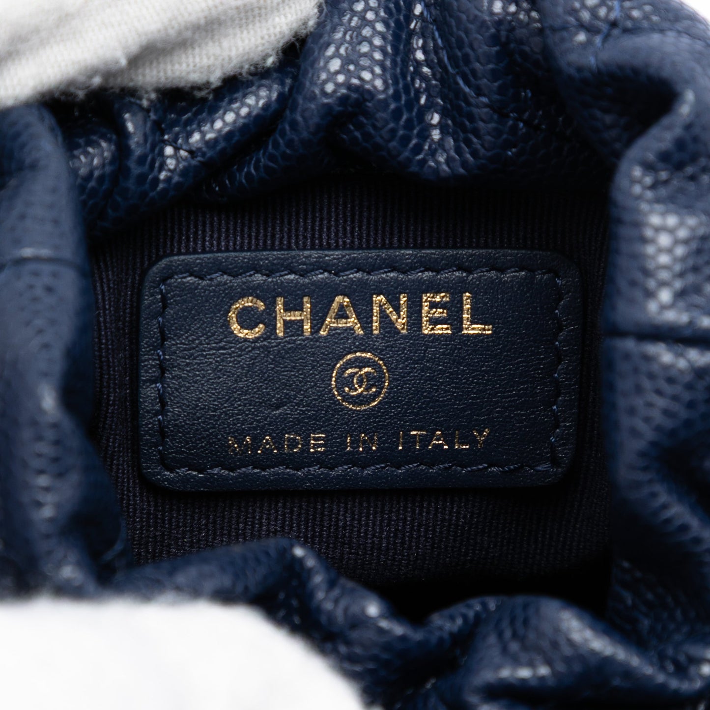 Chanel Mini Quilted Caviar Medallion Charms Drawstring Bucket Bag