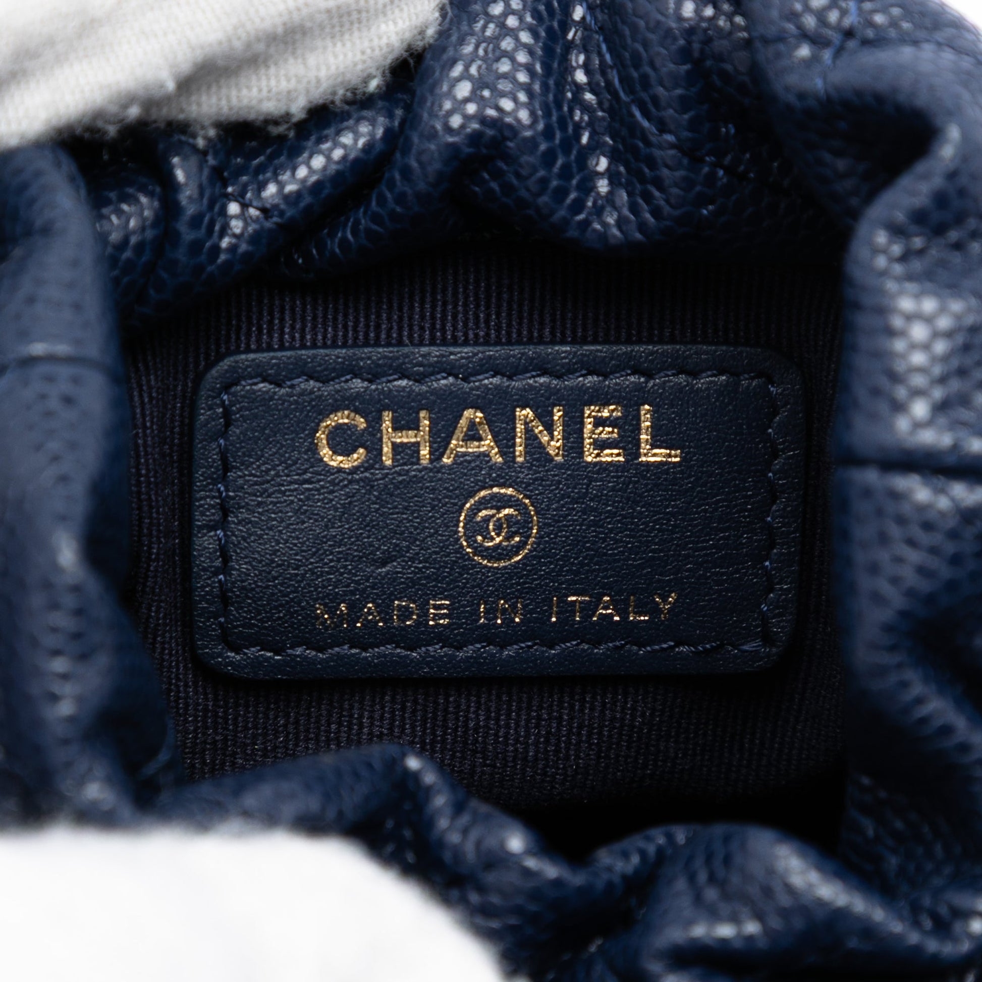 Chanel Mini Quilted Caviar Medallion Charms Drawstring Bucket Bag