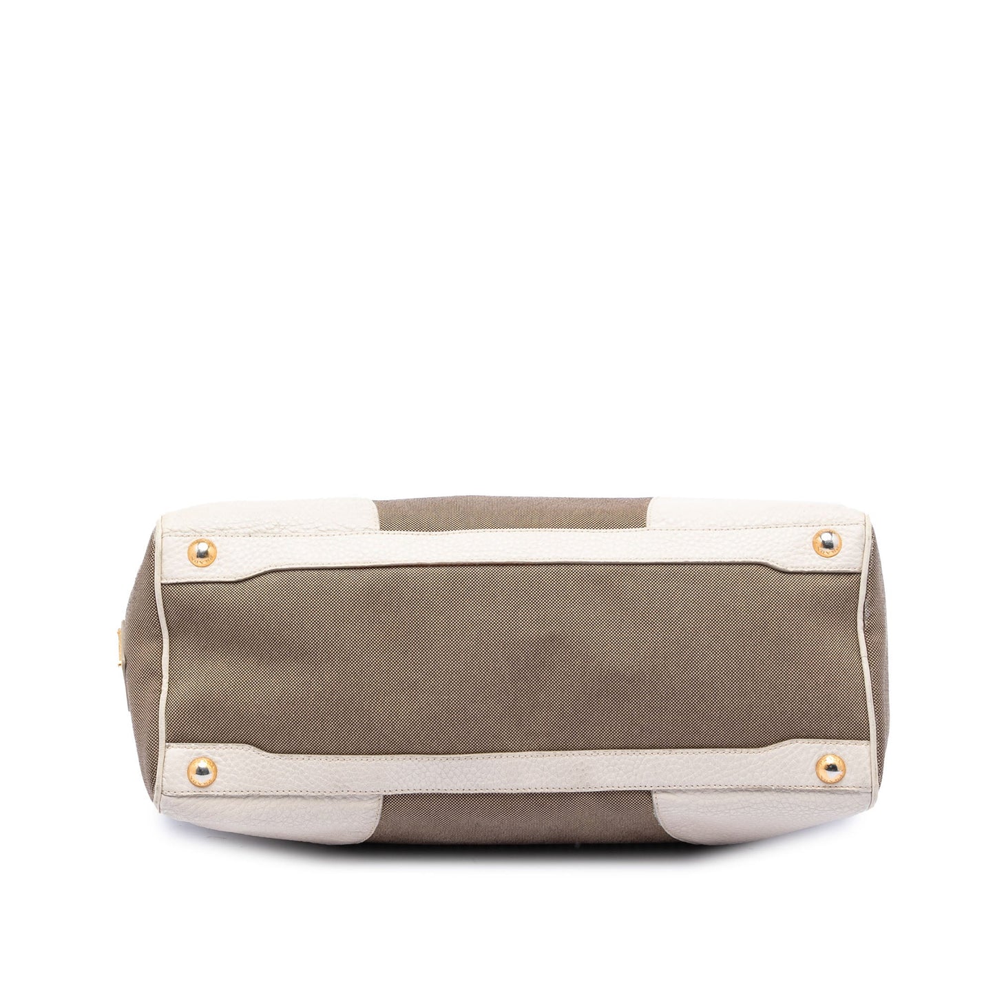 Prada Vitello Daino Trimmed Canvas Canapa Logo Satchel