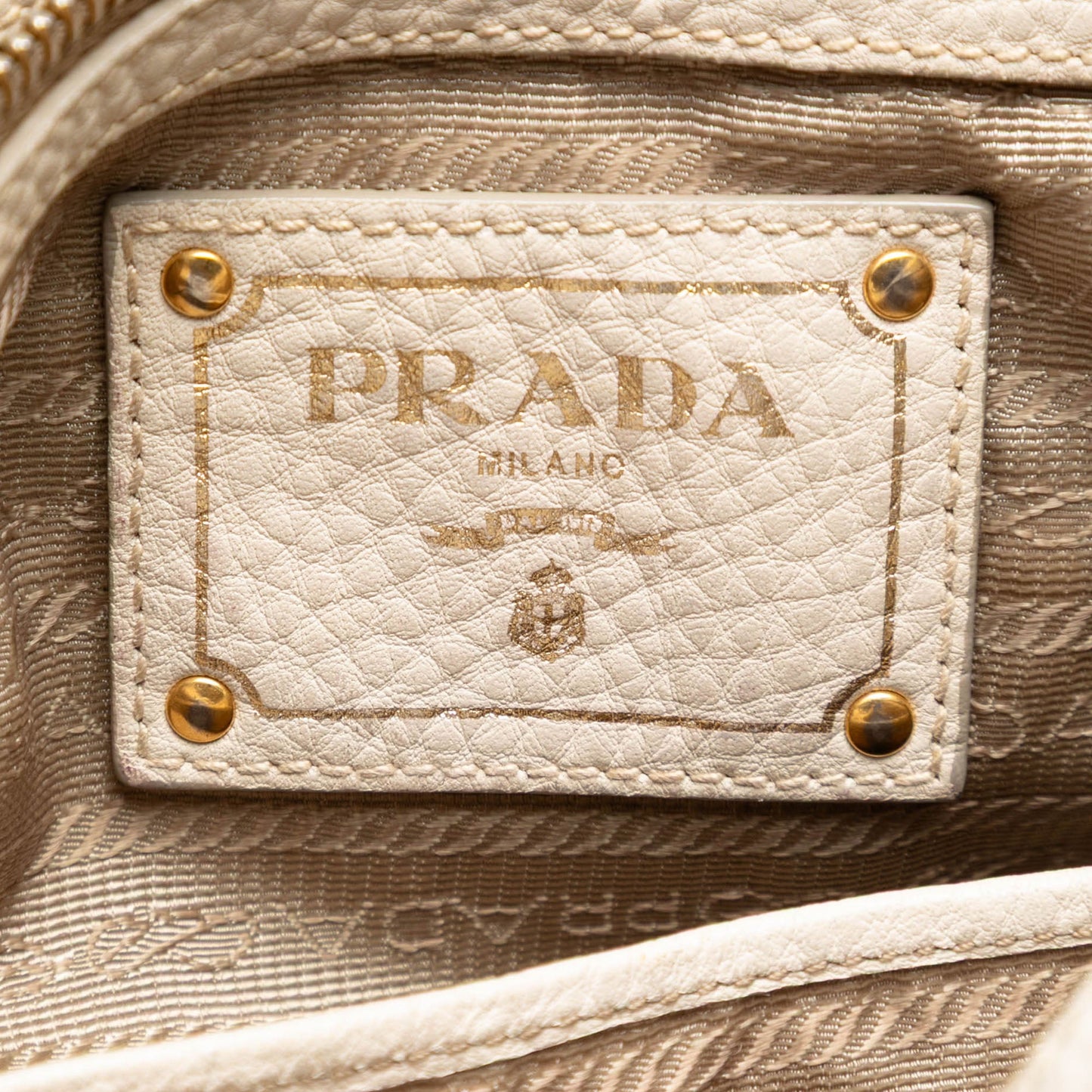 Prada Vitello Daino Trimmed Canvas Canapa Logo Satchel