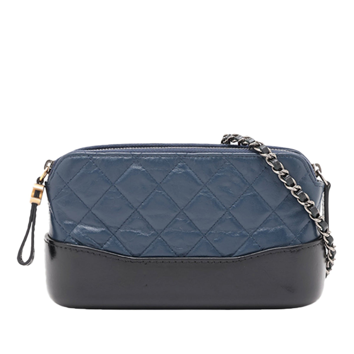 Chanel Bicolor Aged Calfskin Gabrielle Double Zip Clutch with Chain — Blue