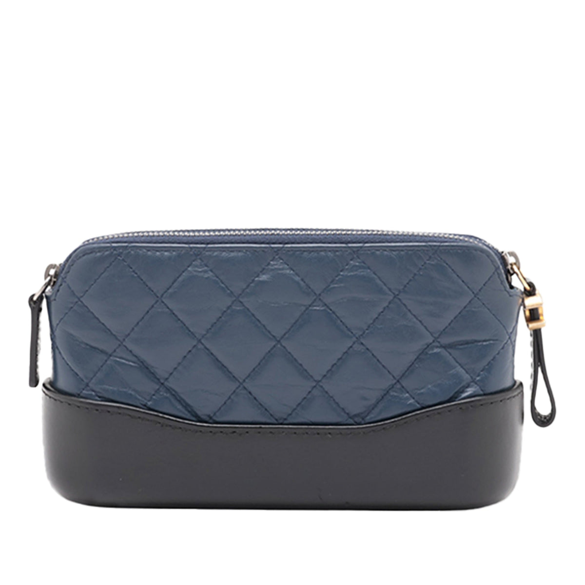 Chanel Bicolor Aged Calfskin Gabrielle Double Zip Clutch with Chain — Blue