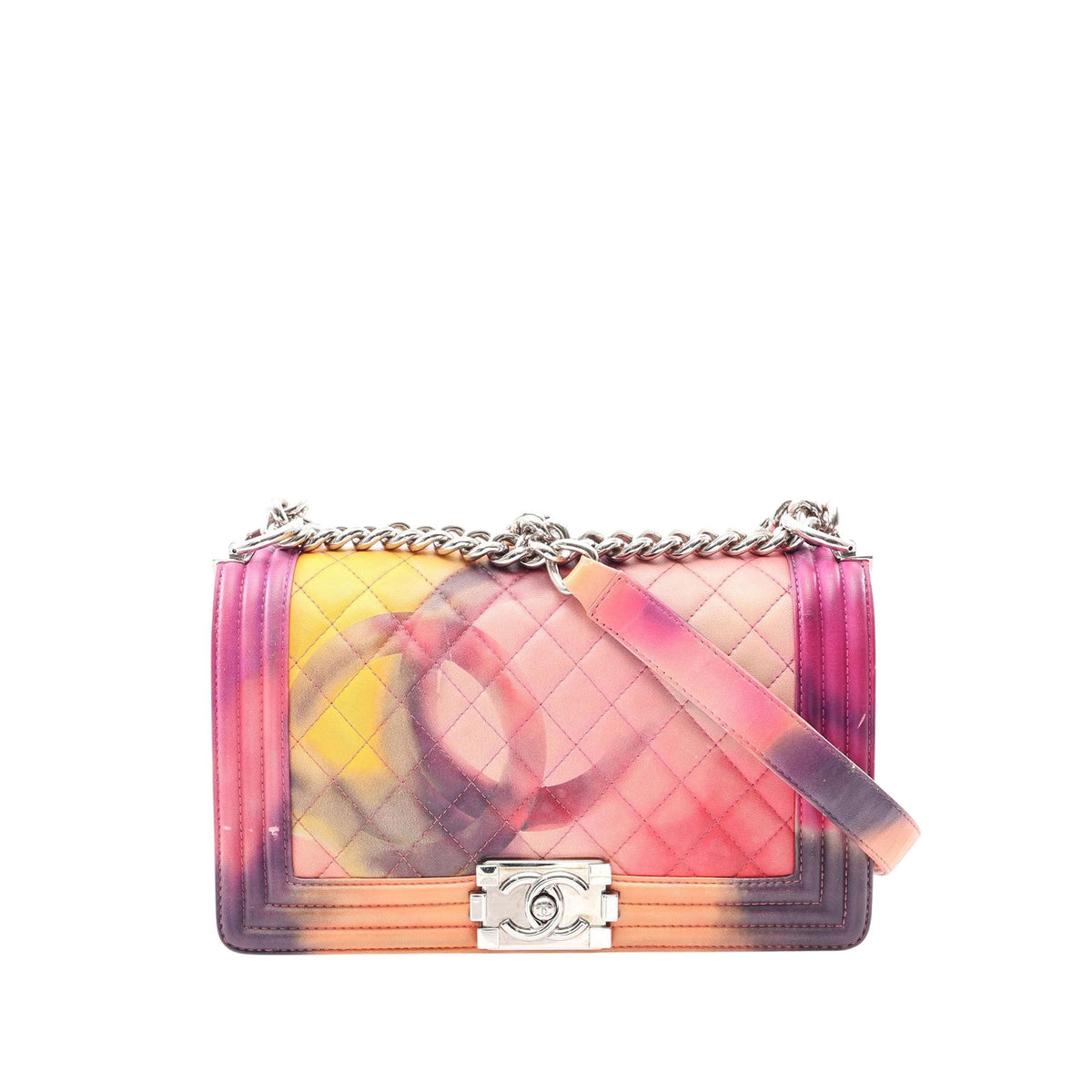 Chanel Old Medium Quilted Lambskin Flower Power Boy Flap — Pink