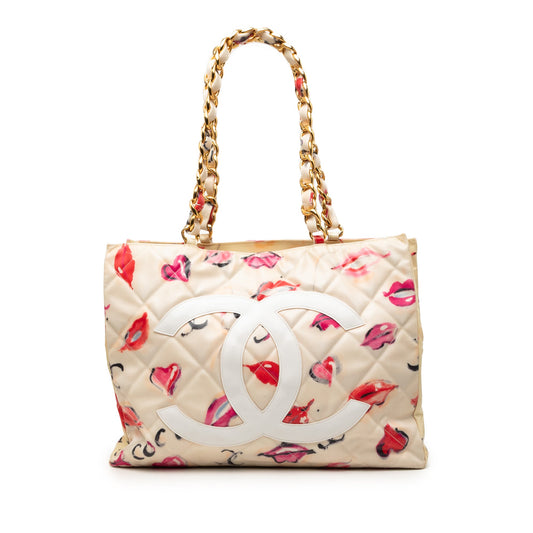 Chanel CC Coated Canvas Kisses and Lips Print Tote