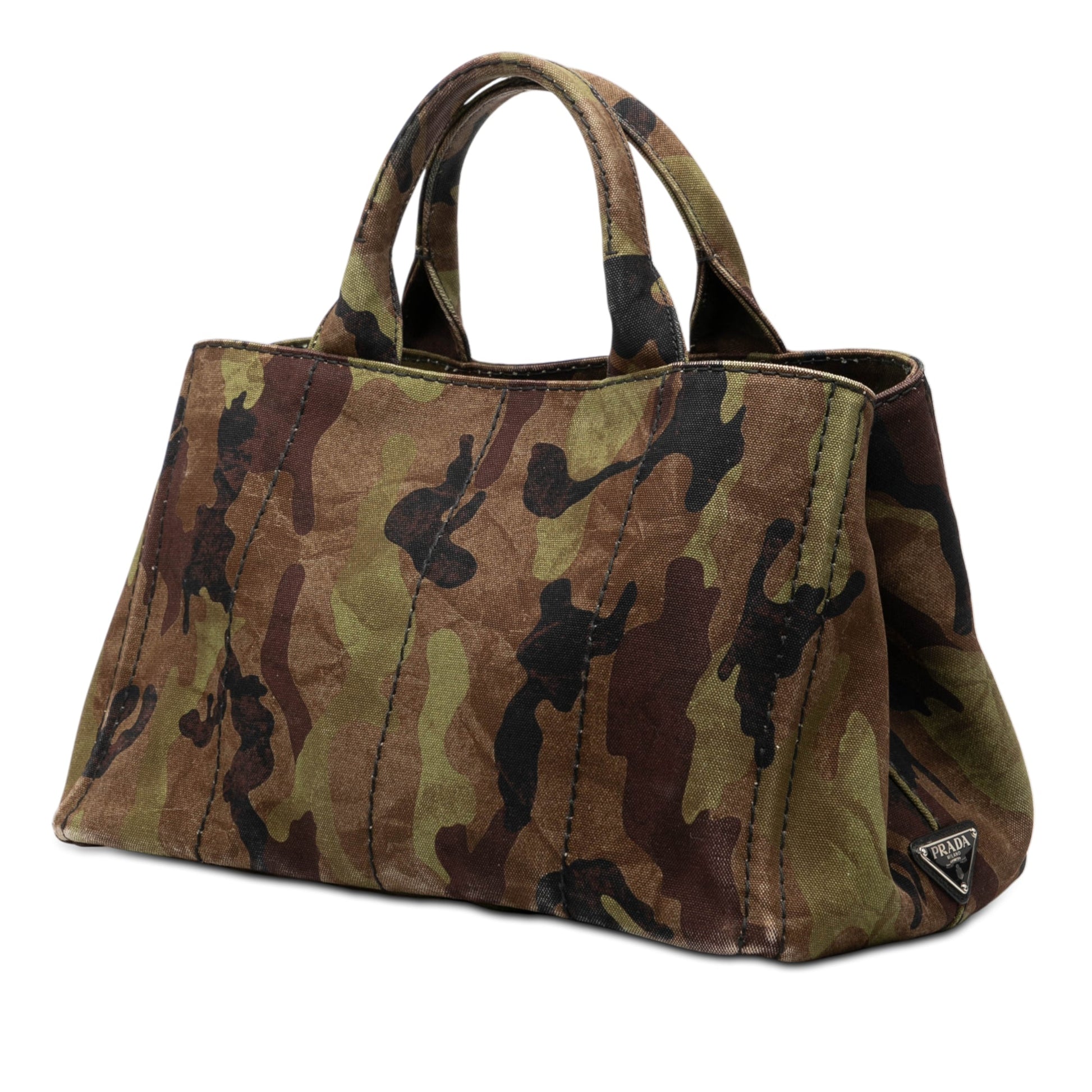 Prada Canvas Canapa Logo Camouflage Satchel