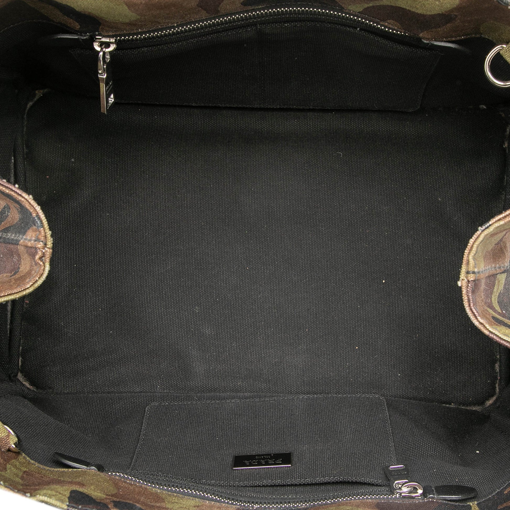 Prada Canvas Canapa Logo Camouflage Satchel