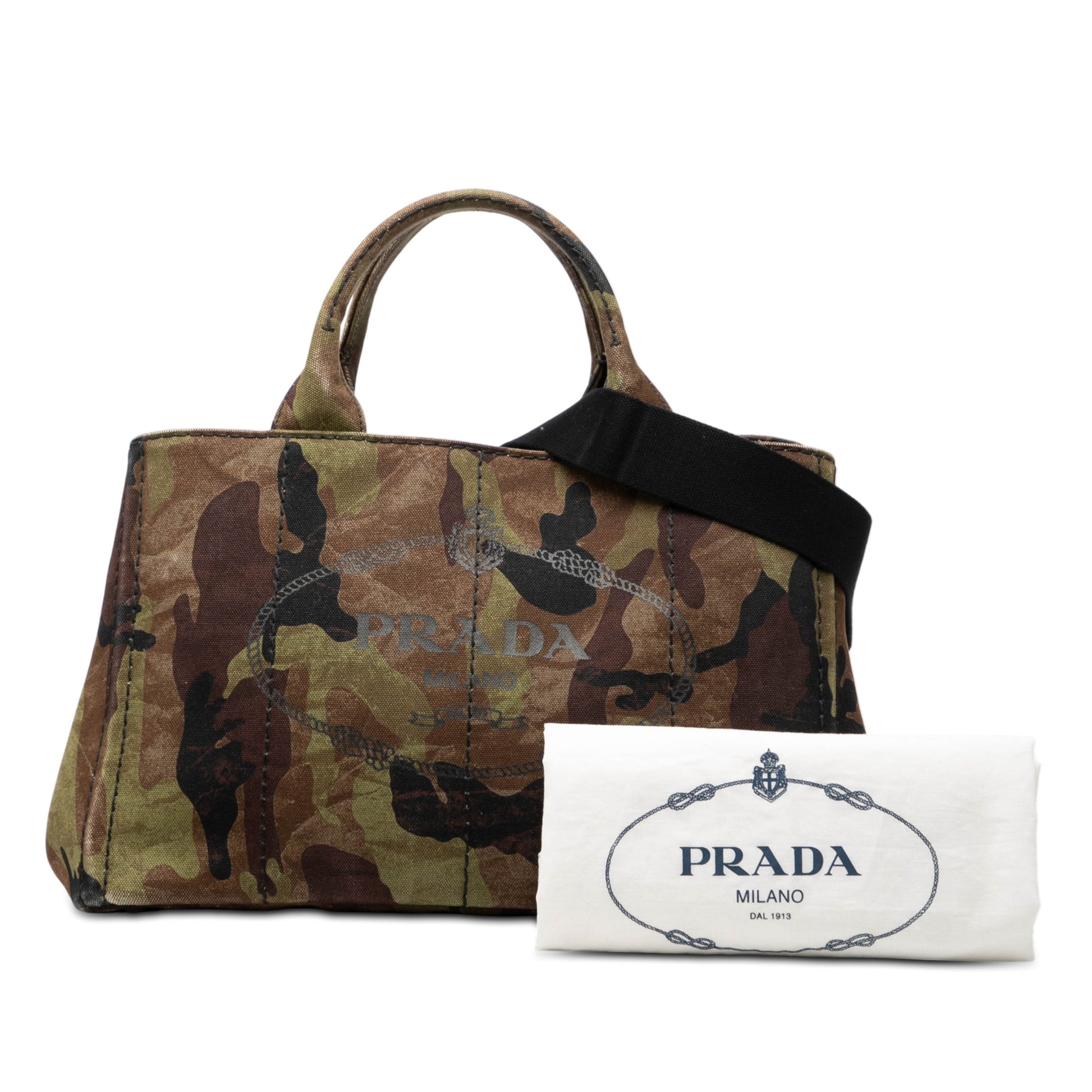 Prada Canvas Canapa Logo Camouflage Satchel