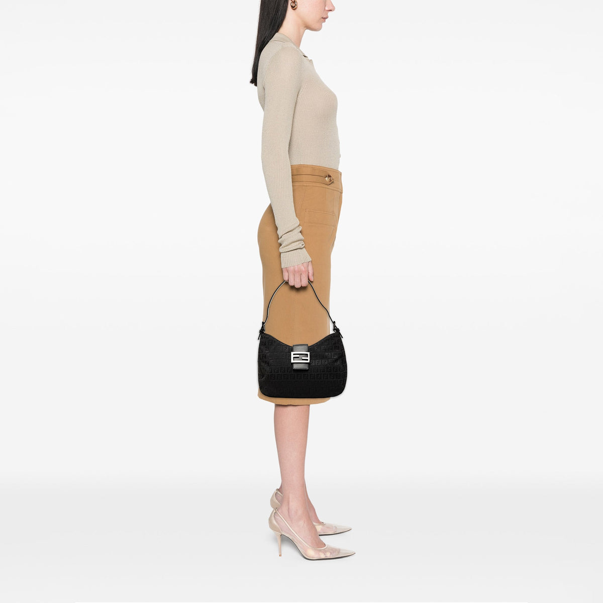 Fendi Zucchino Canvas Shoulder Bag