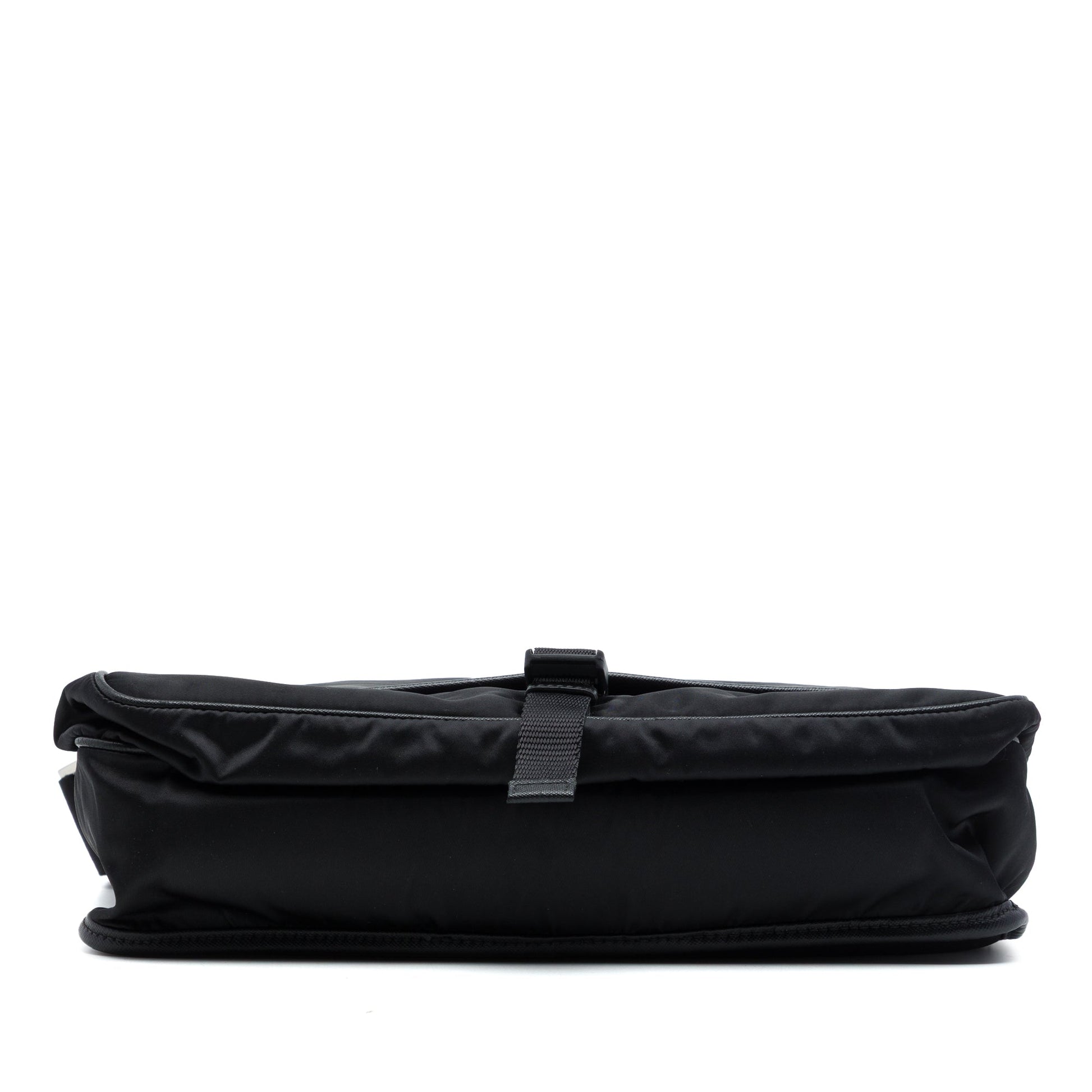 Prada Saffiano Trimmed Tessuto Buckle Messenger Bag