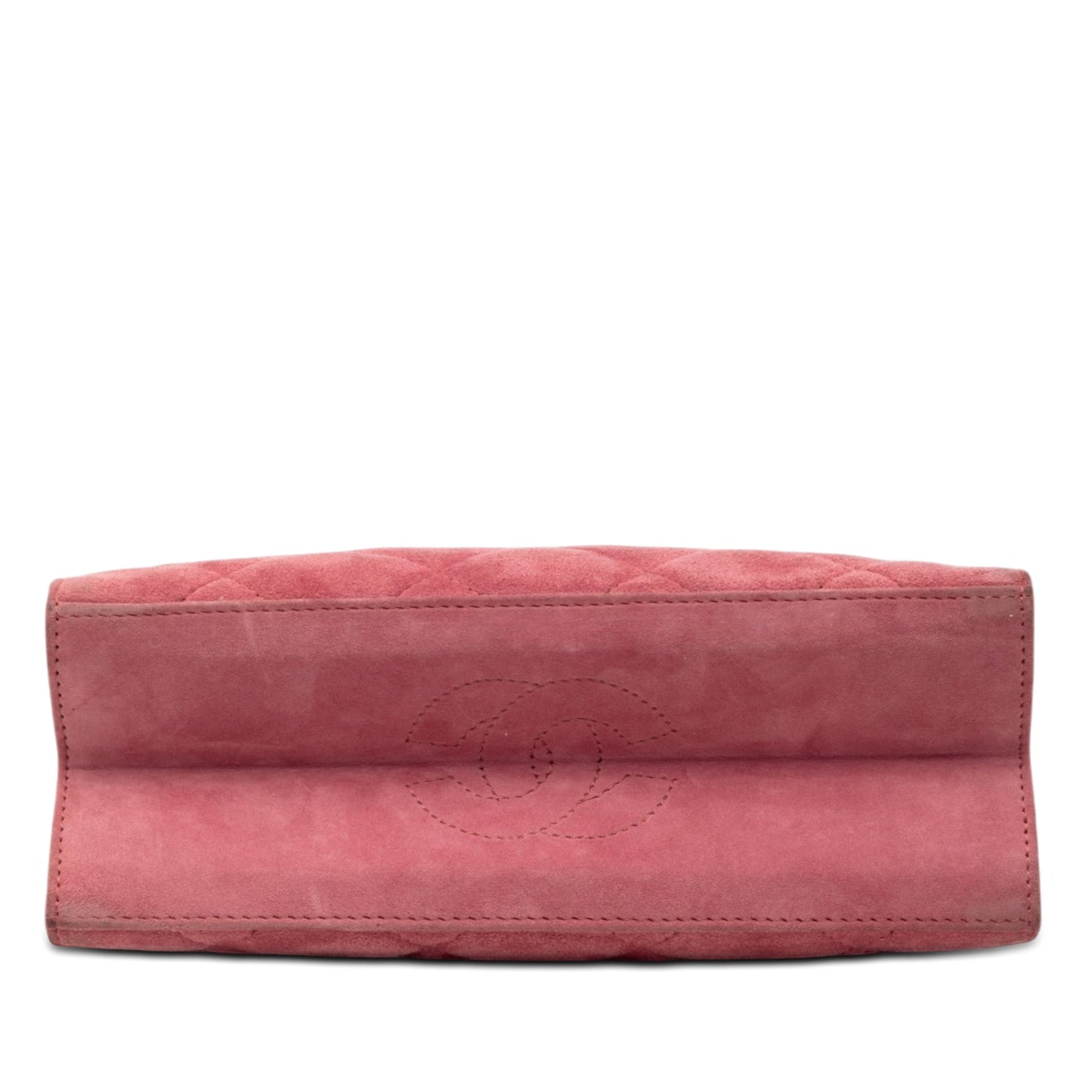 Chanel CC Quilted Suede Kiss Lock Handbag