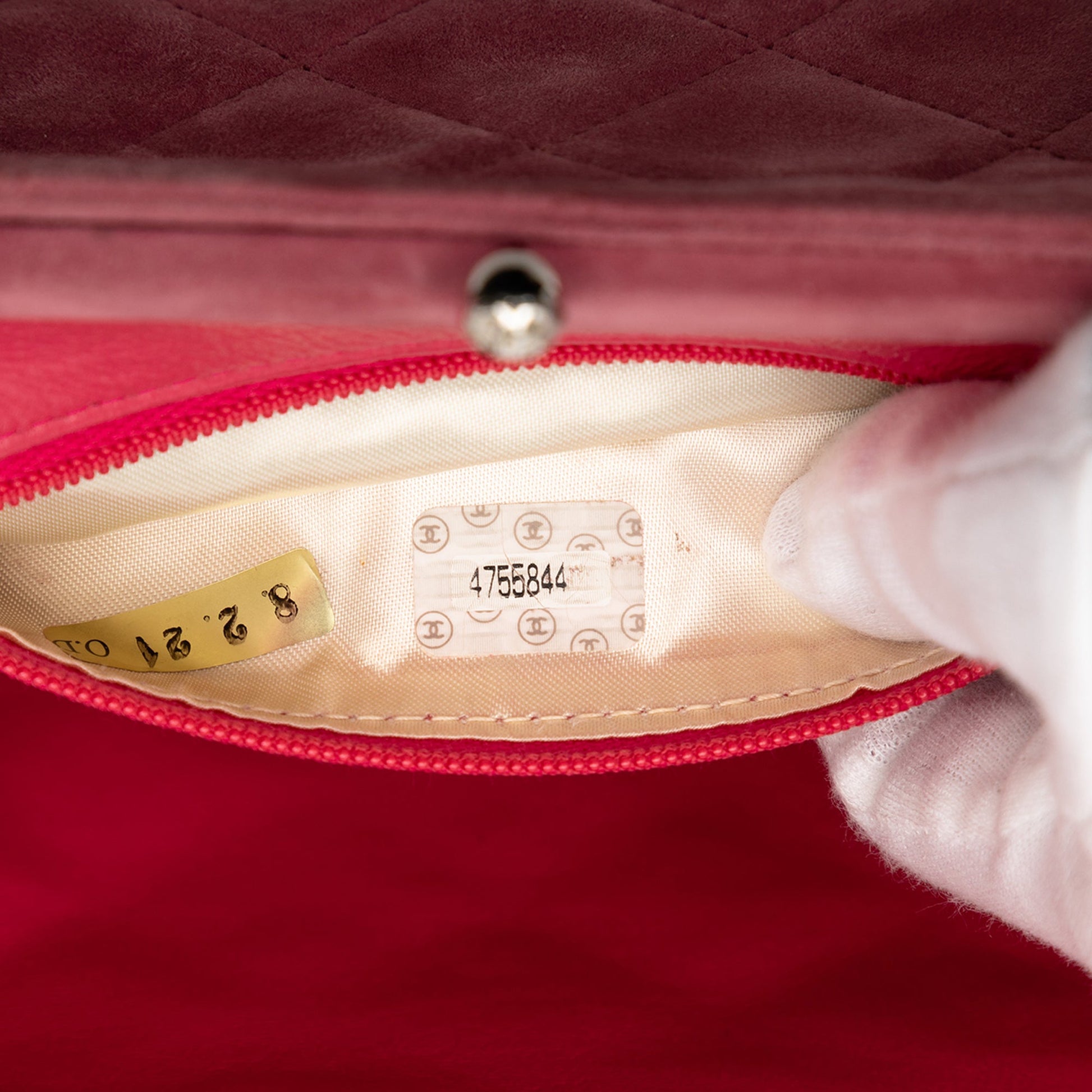 Chanel CC Quilted Suede Kiss Lock Handbag