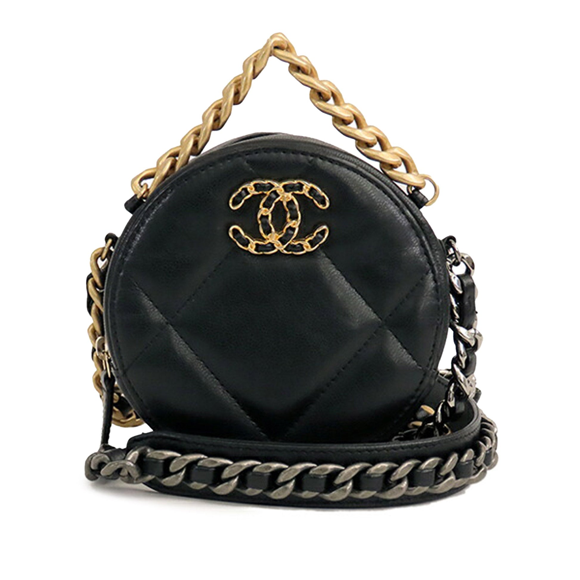 Chanel Lambskin 19 Round Clutch with Chain